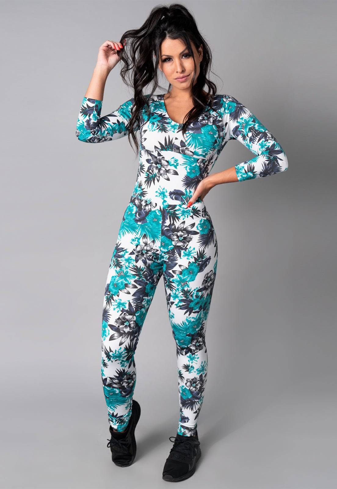 Macacão Longo Manga 3/4 Costa Fechada Mandala - MVB MODAS