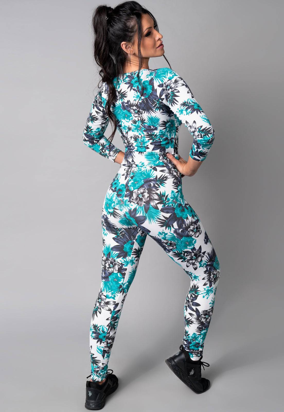 Macacão Longo Manga 3/4 Costa Fechada Mandala - MVB MODAS