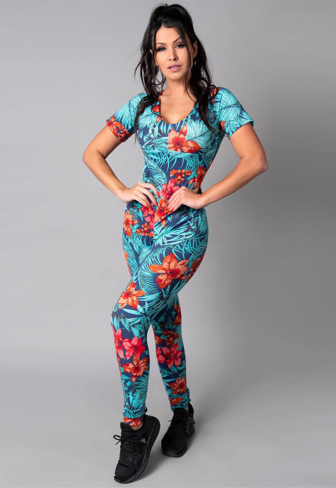 Macacão Longo Manga Curta Costa Fechada Mandala - MVB MODAS