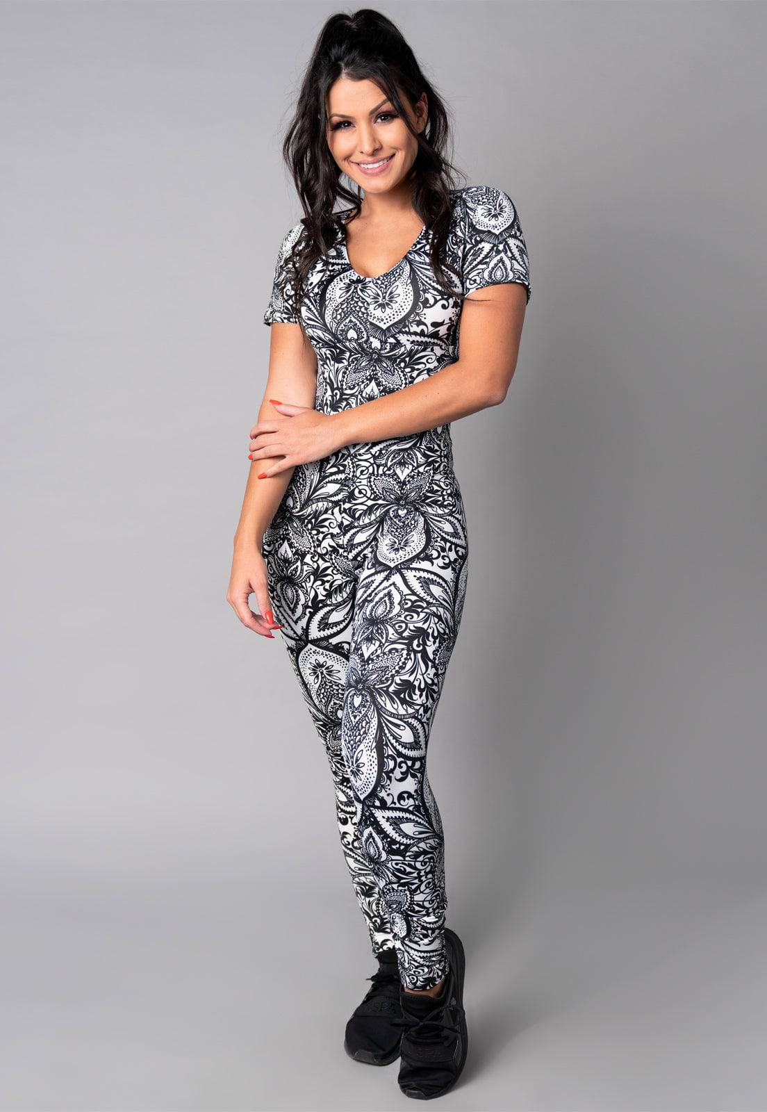 Macacão Longo Manga Curta Costa Fechada Mandala - MVB MODAS