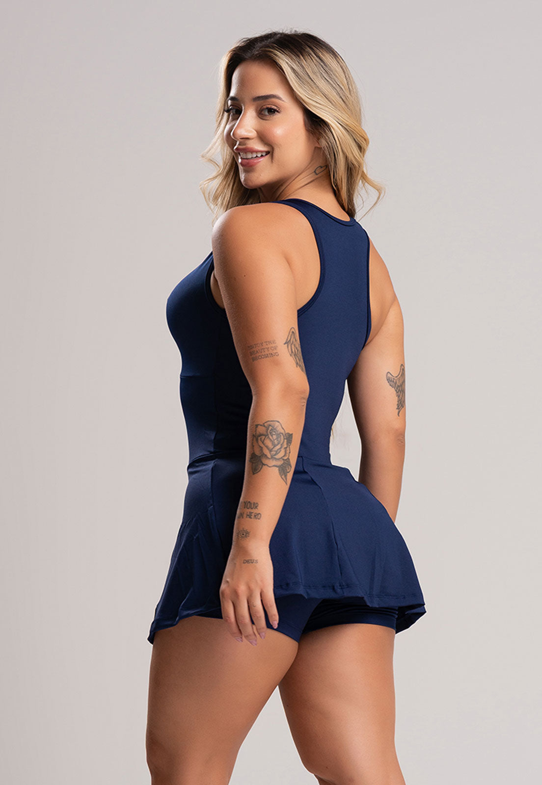 Macaquinho Vestido Curto Marrom - MVB MODAS