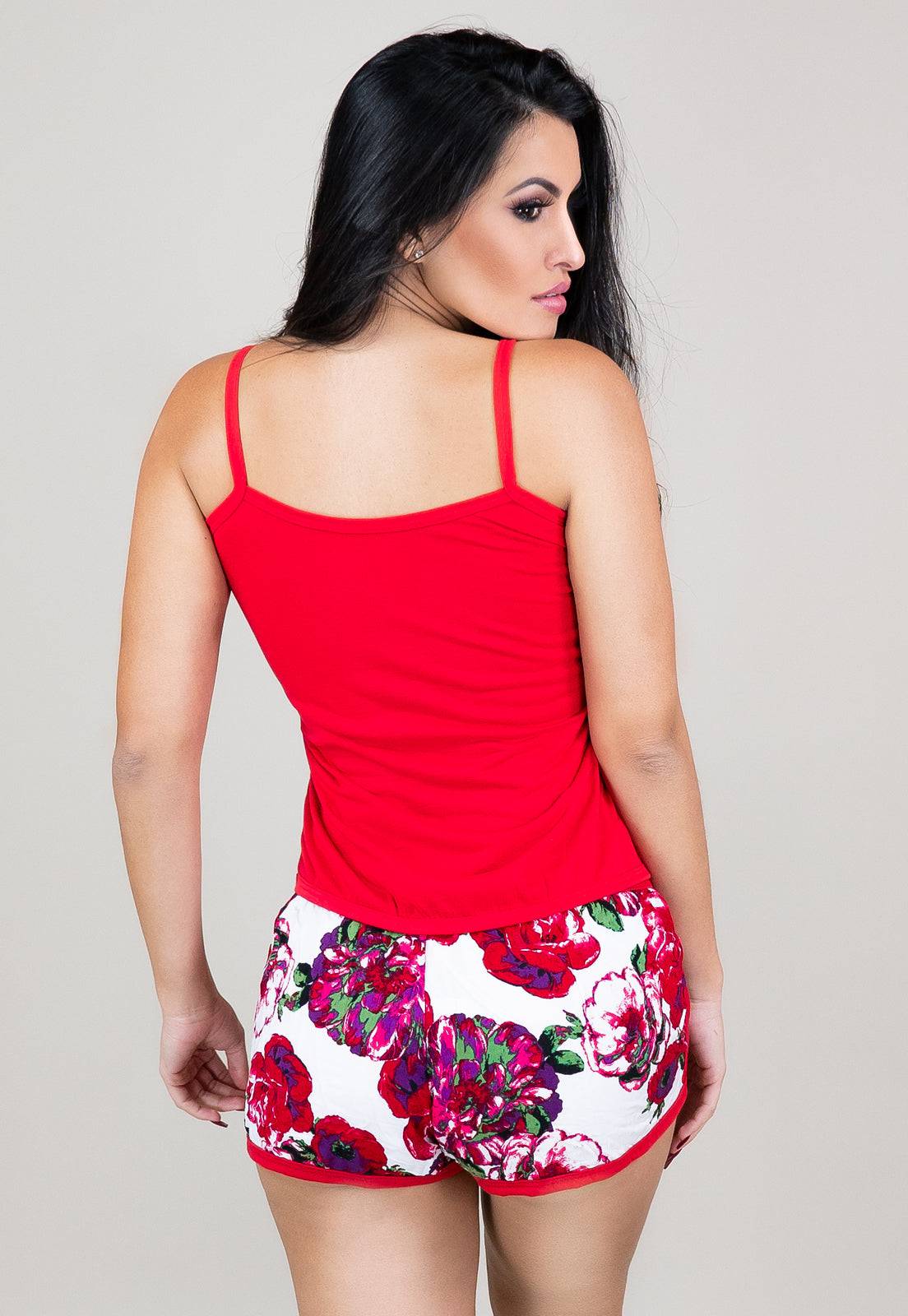 Pijama Curto Blusa Regata E Short Doll Preto - MVB MODAS