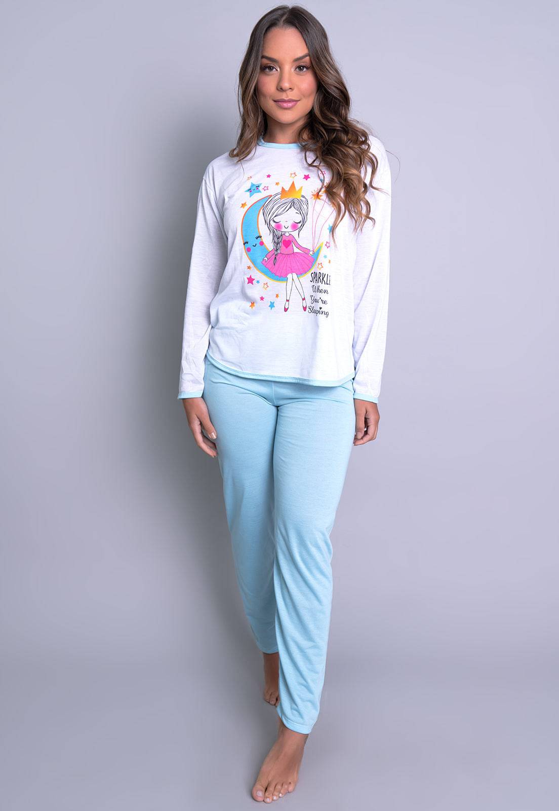 Pijama Longo Manga Comprida Fechado Roxo - MVB MODAS