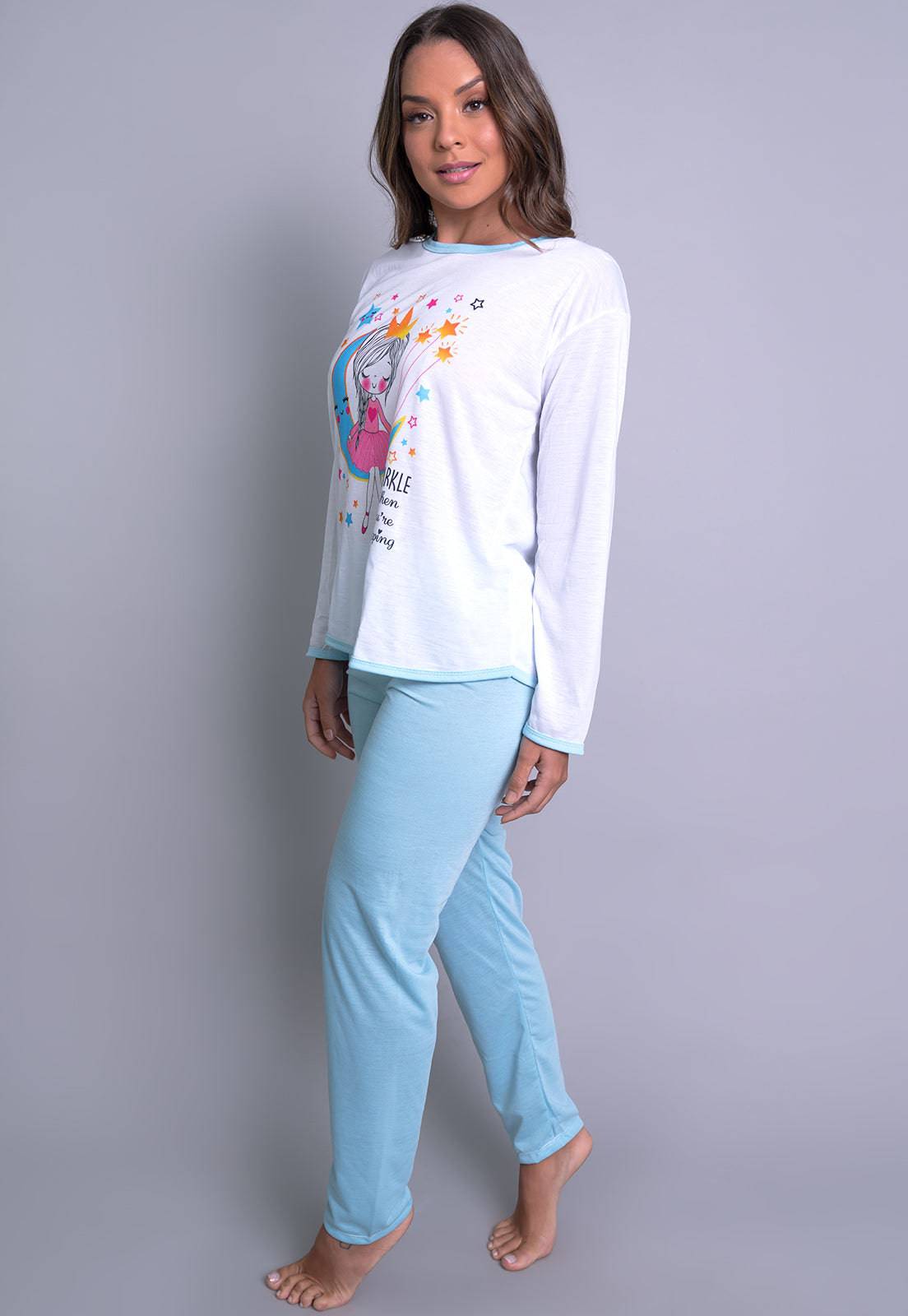 Pijama Longo Manga Comprida Fechado Verde - MVB MODAS