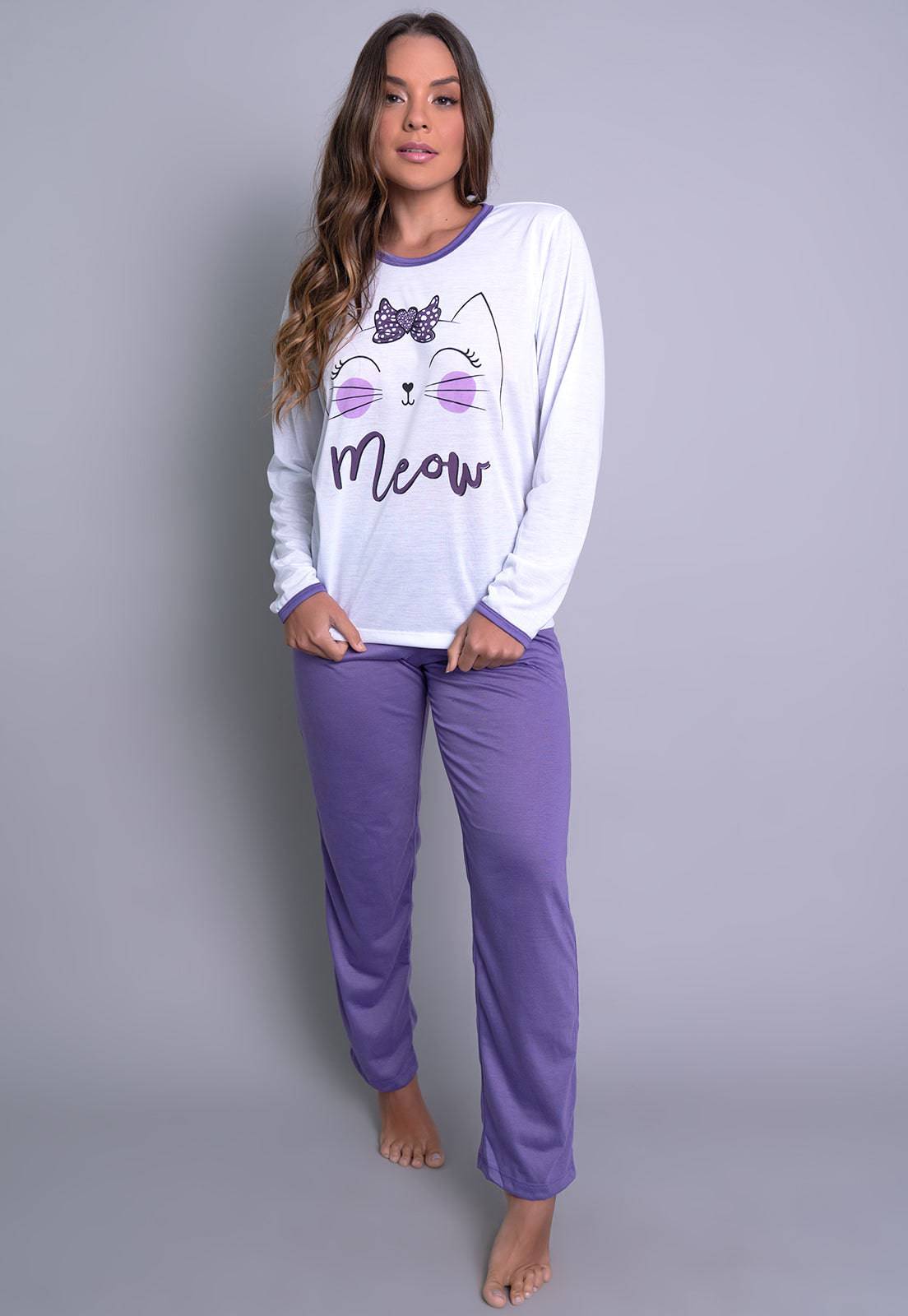 Pijama Longo Manga Comprida Fechado Rosa - MVB MODAS