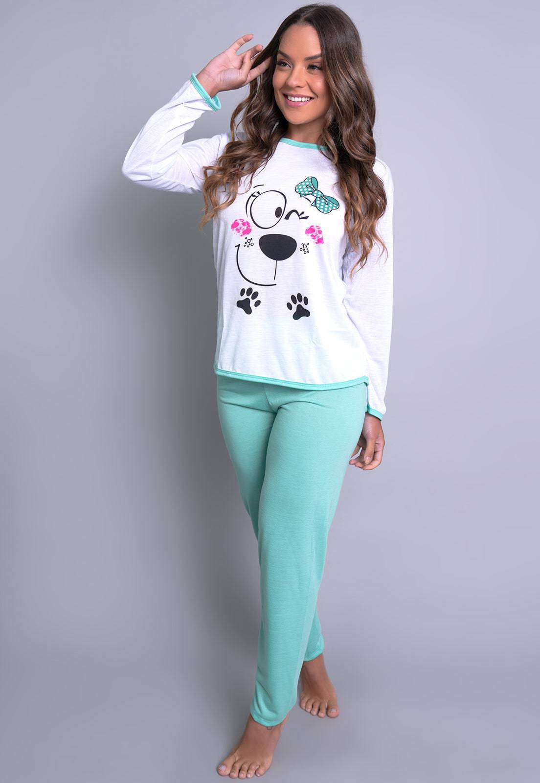 Pijama Longo Manga Comprida Fechado Vermelho - MVB MODAS