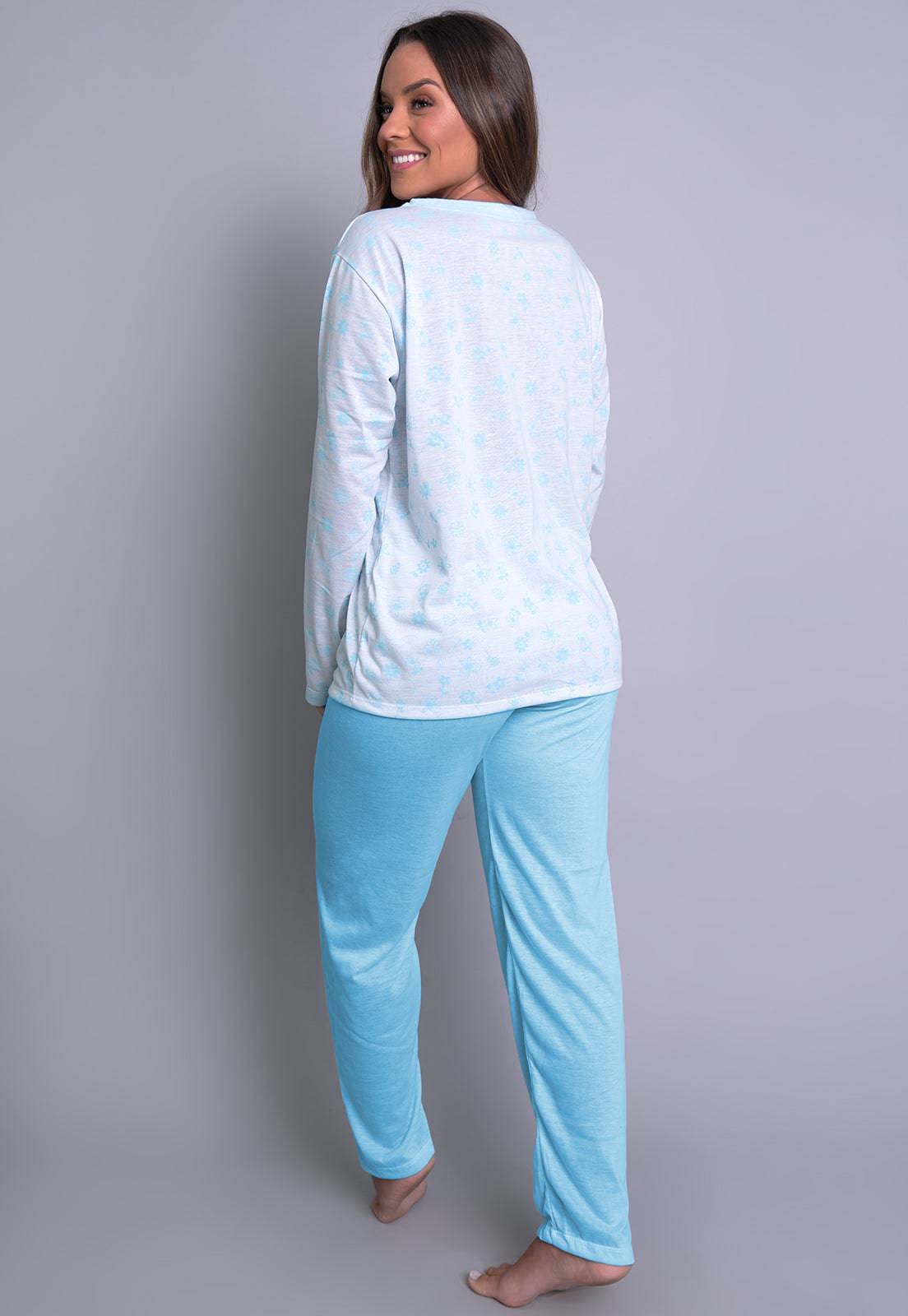 Pijama Longo Blusa Aberta Botões Calça Vermelho - MVB MODAS