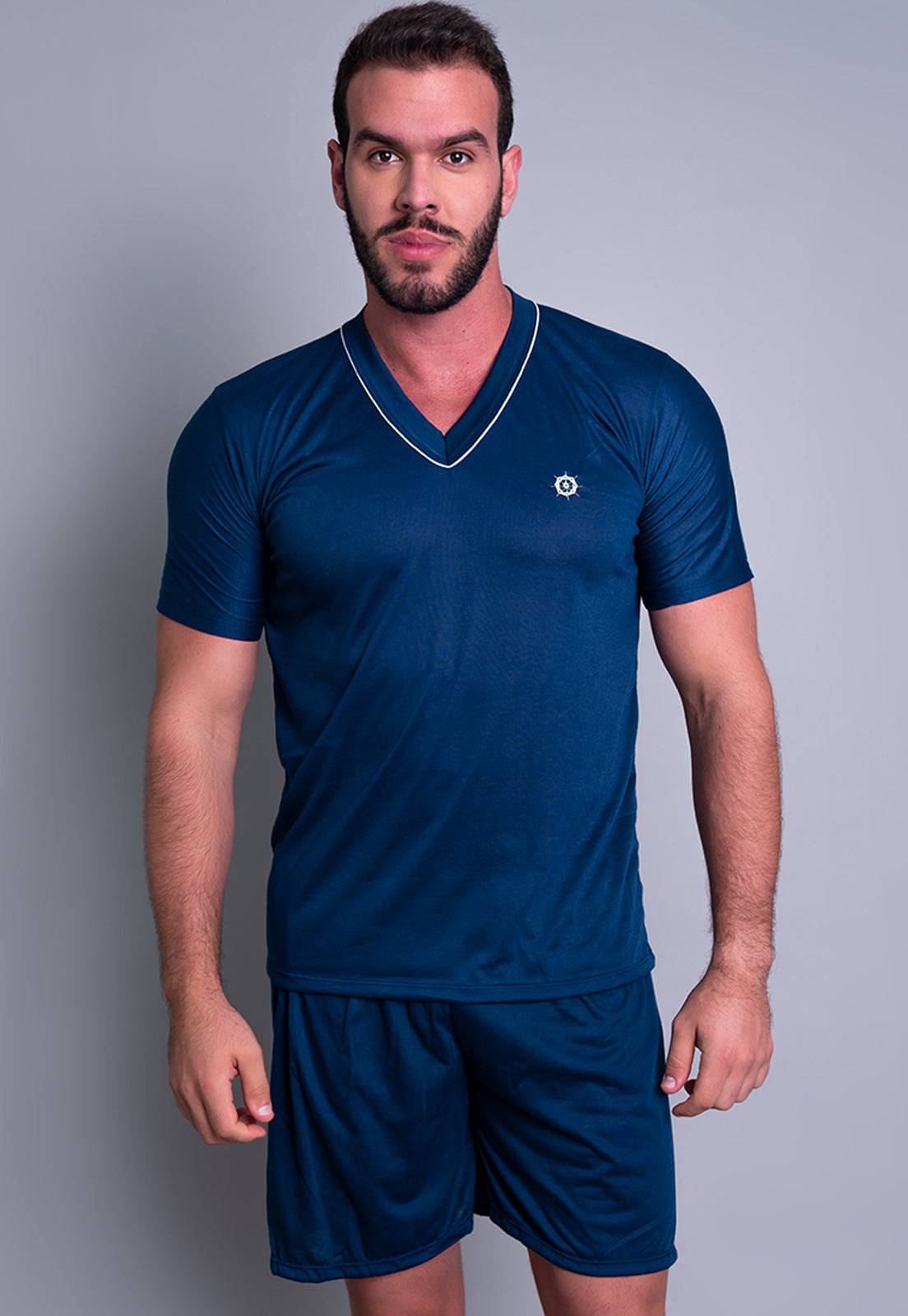 Pijama Masculino Curto Manga Curta Short Cinza - MVB MODAS