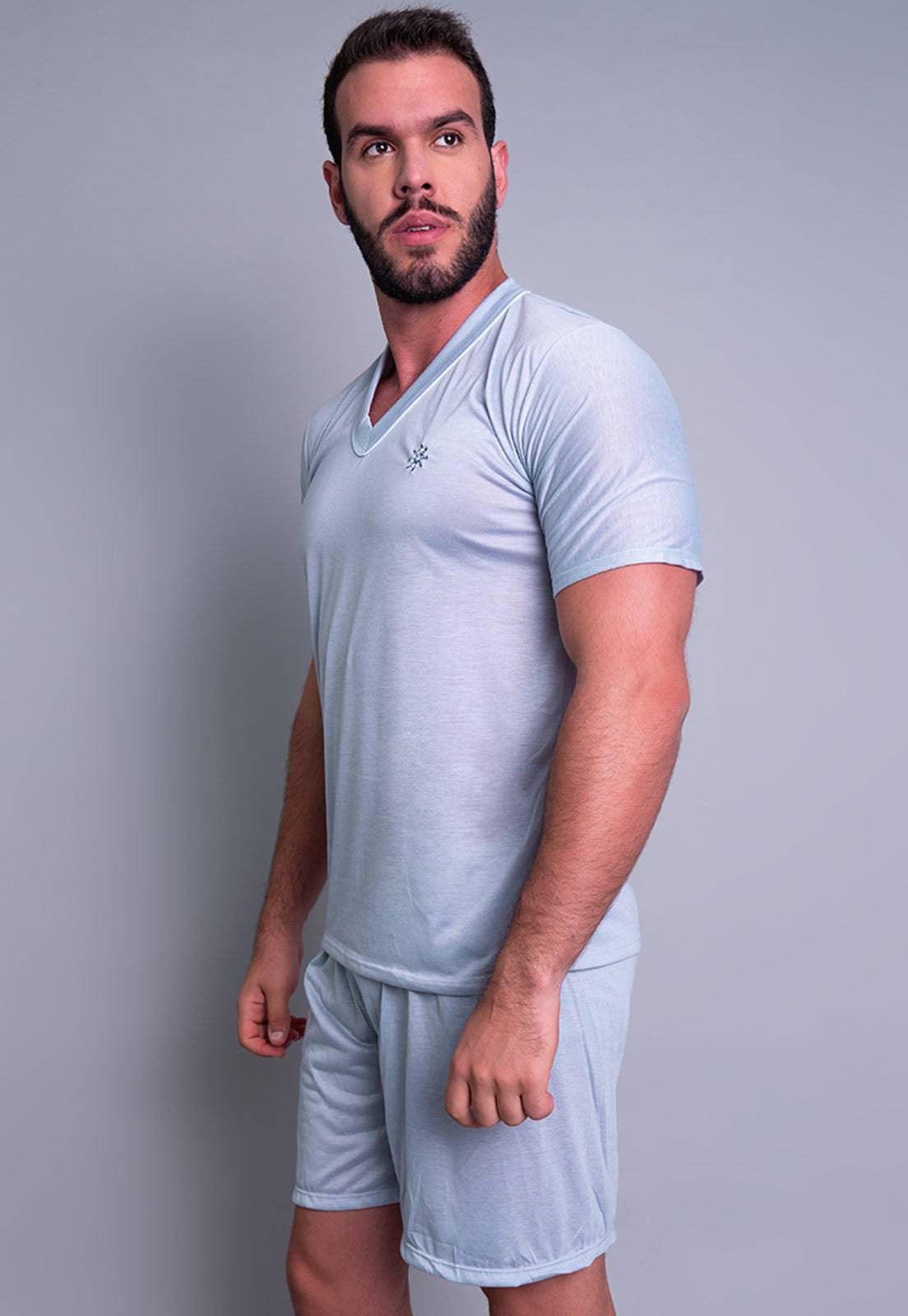 Pijama Masculino Curto Manga Curta Short Vinho - MVB MODAS