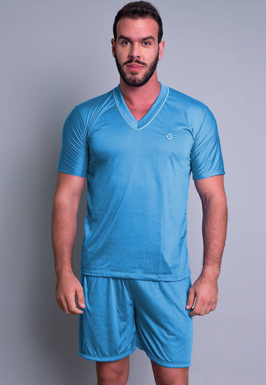 Pijama Masculino Curto Manga Curta Short Verde - MVB MODAS