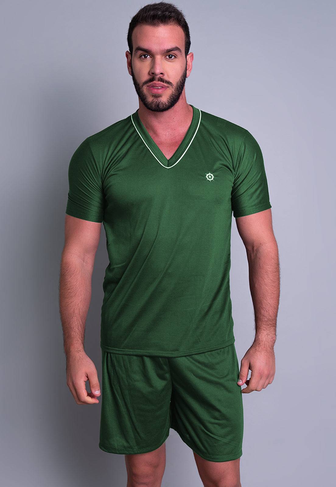 Pijama Masculino Curto Manga Curta Short Cinza - MVB MODAS