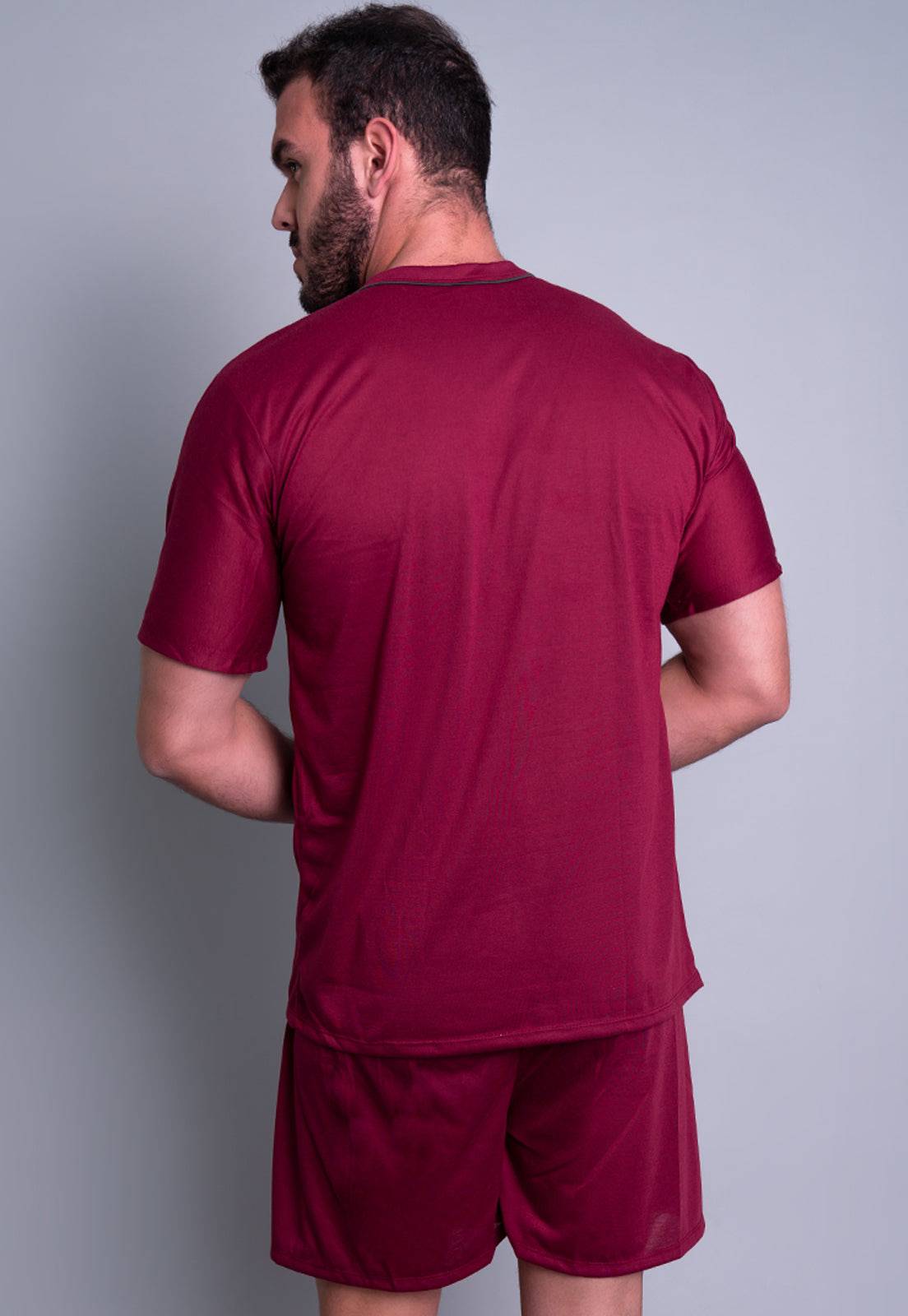 Pijama Masculino Curto Manga Curta Short Azul Claro - MVB MODAS