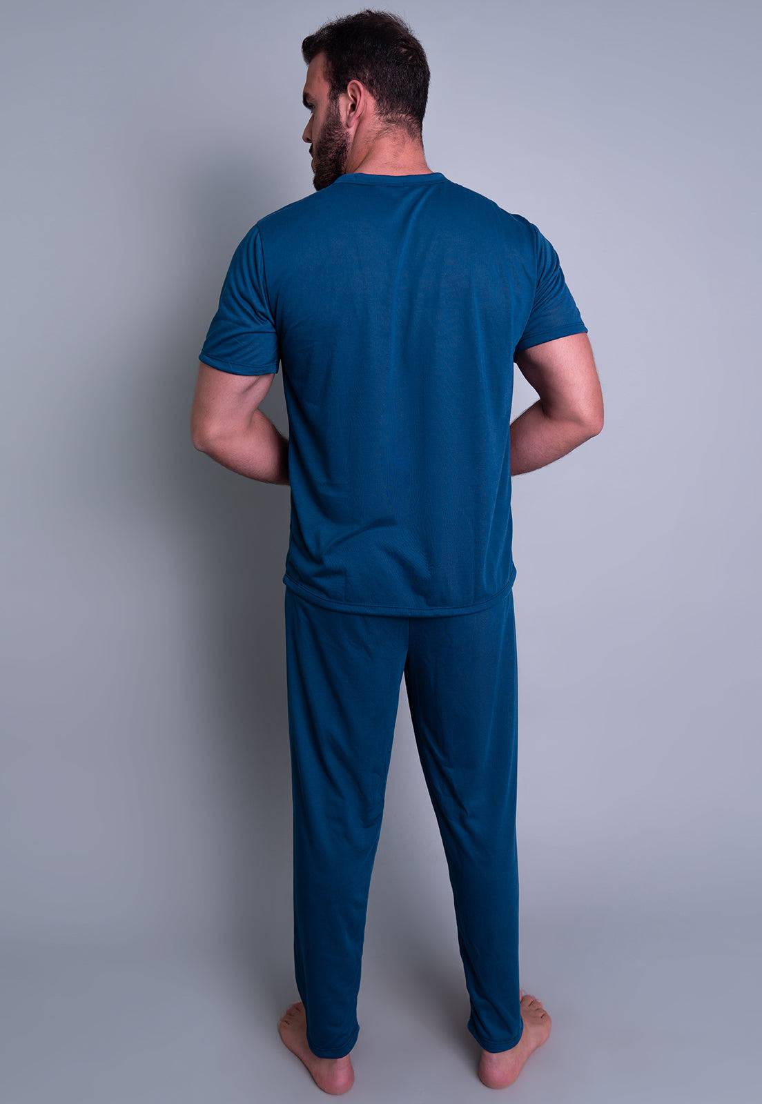 Pijama Longo Manga Curta Calça Verde - MVB MODAS