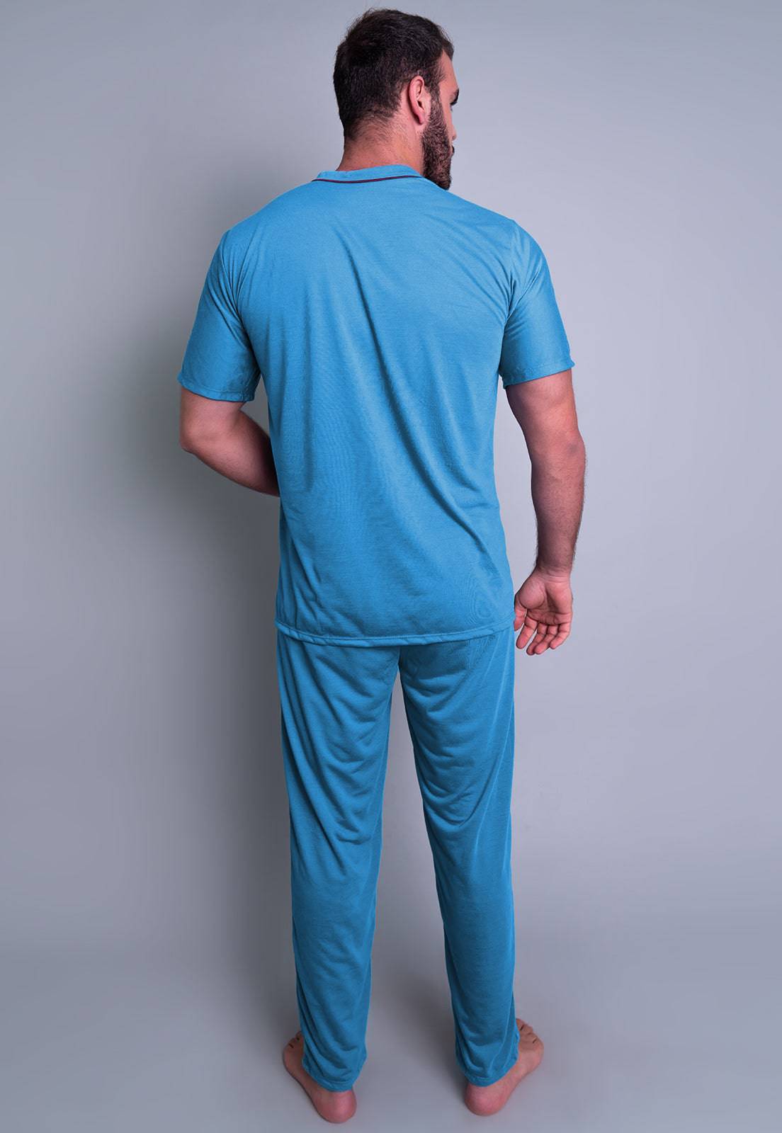 Pijama Longo Manga Curta Calça Verde - MVB MODAS