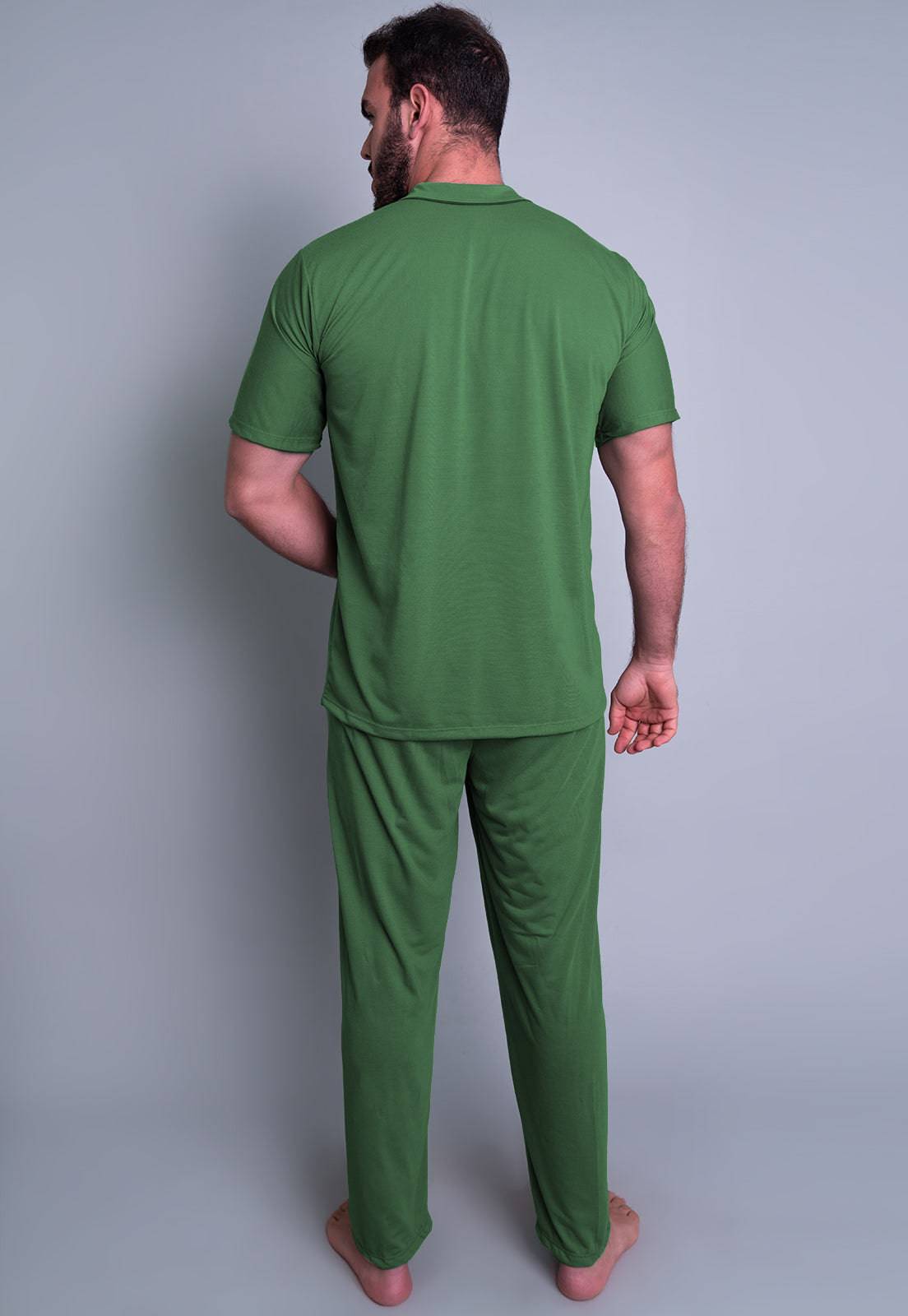 Pijama Longo Manga Curta Calça Azul Claro - MVB MODAS