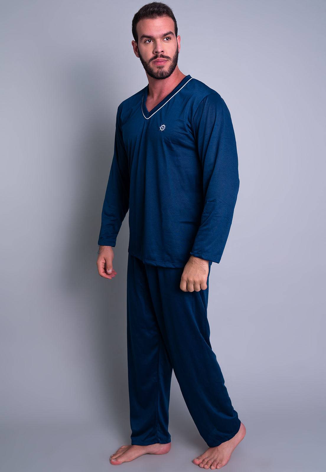 Pijama Longo Masculino Manga Comprida Calça Vinho - MVB MODAS