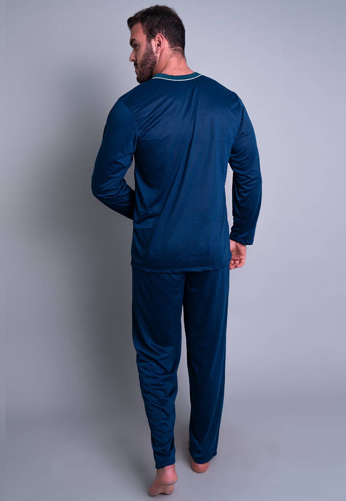 Pijama Longo Masculino Manga Comprida Calça Vinho - MVB MODAS