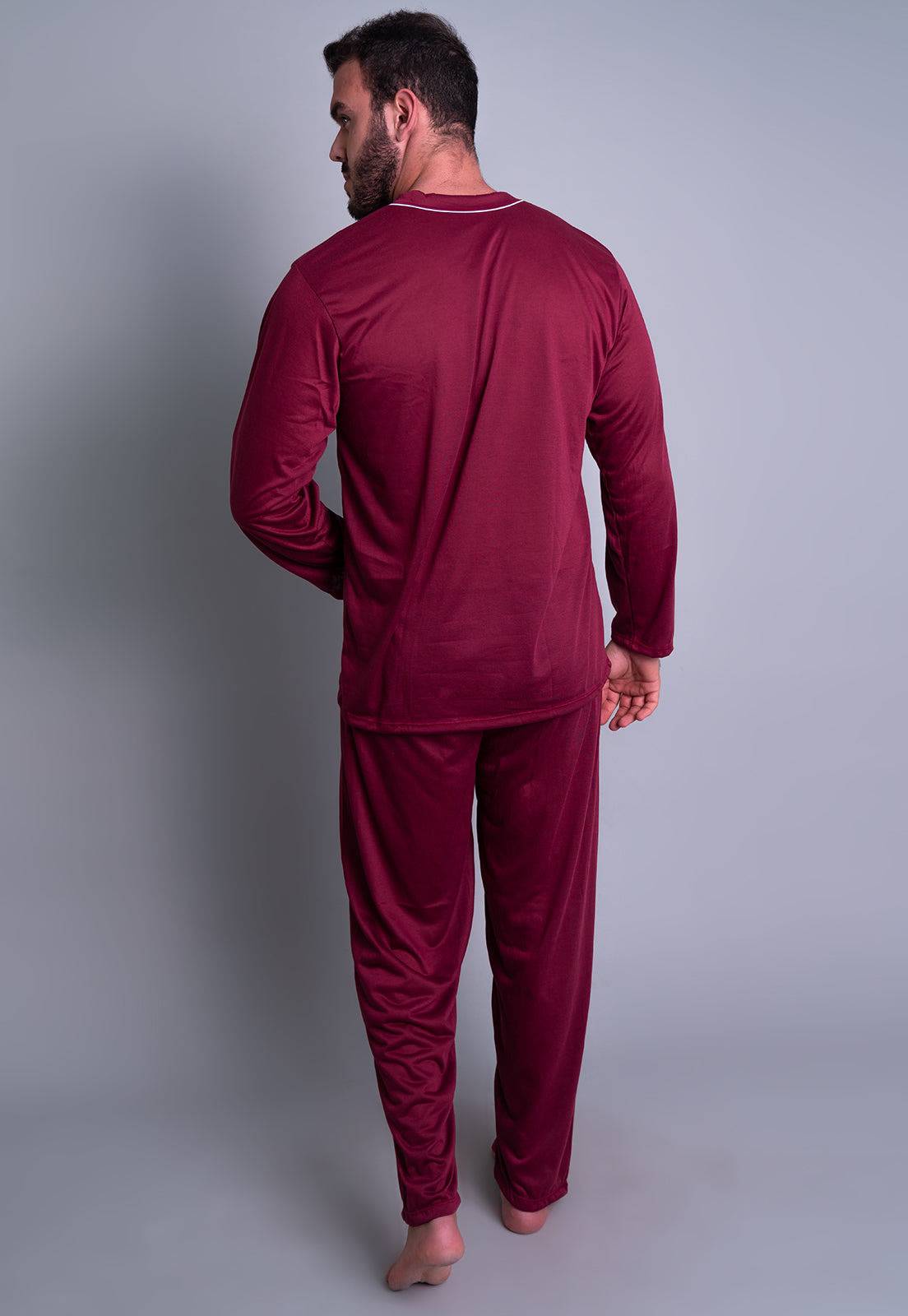 Pijama Longo Masculino Manga Comprida Calça Azul Claro - MVB MODAS