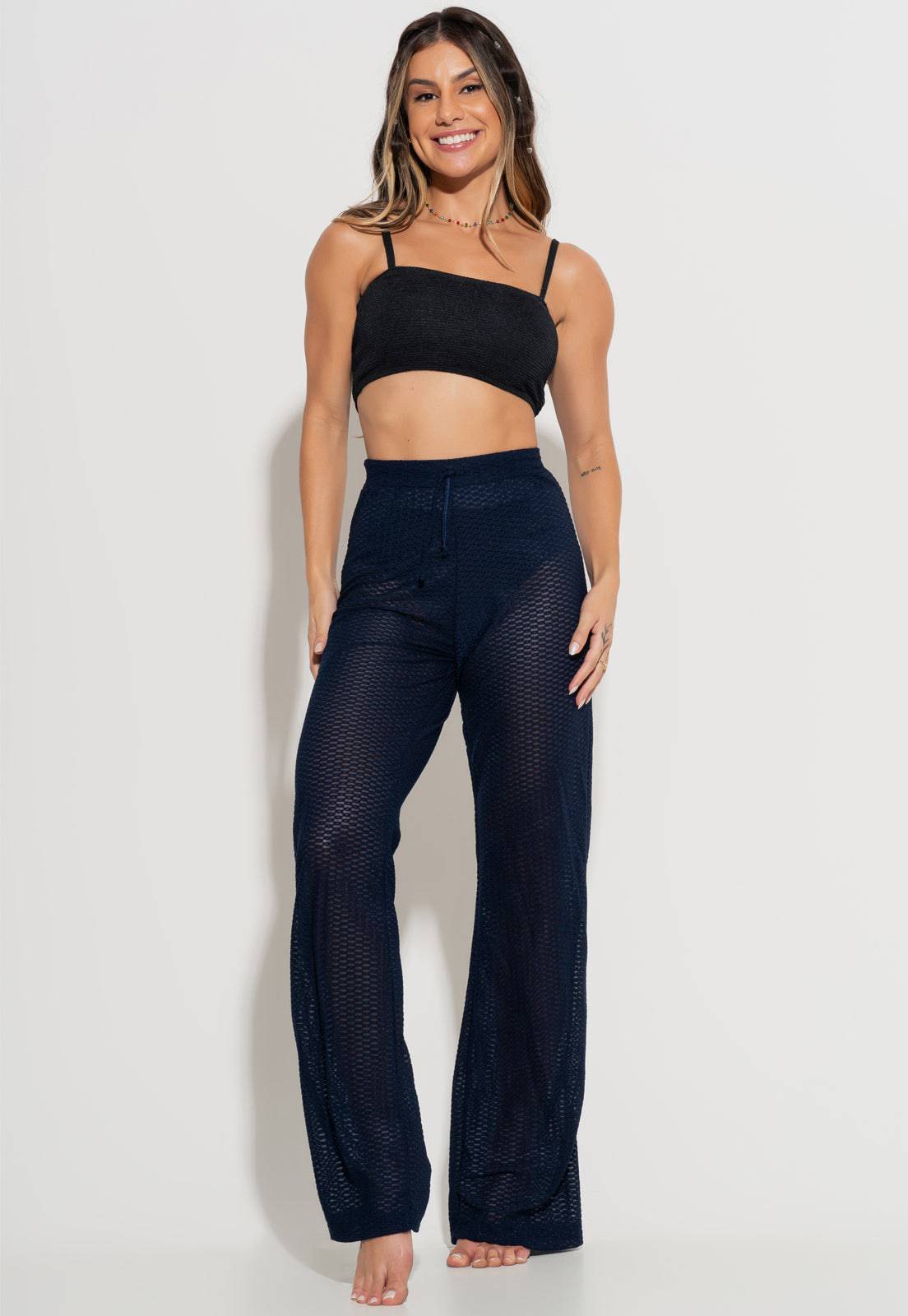 Calça Saída de Praia Renda Branco - MVB MODAS