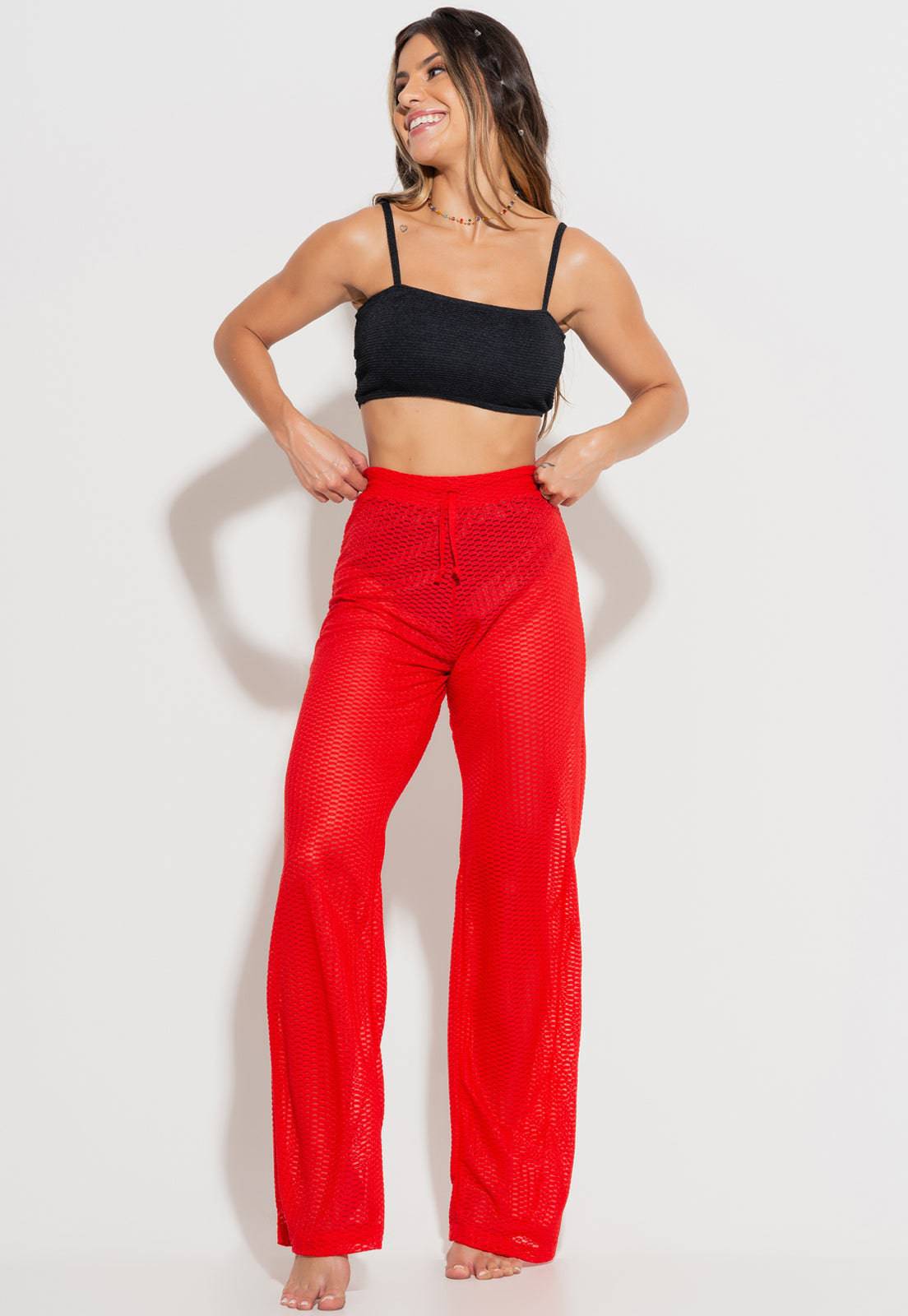 Calça Saída de Praia Renda Preto - MVB MODAS