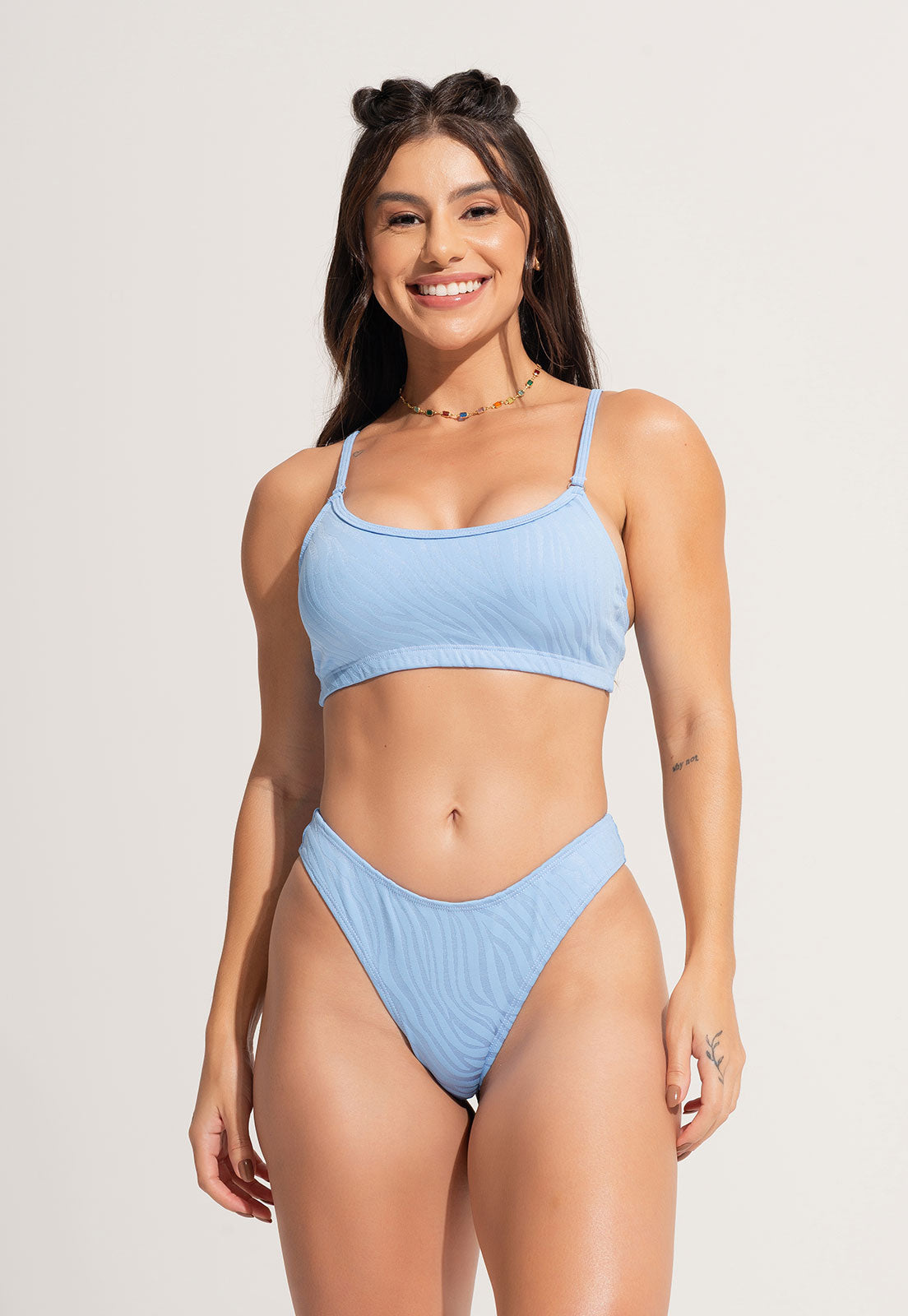 Biquíni Top Alcinha Bojo Asa Delta Jacquard Lilás - MVB MODAS