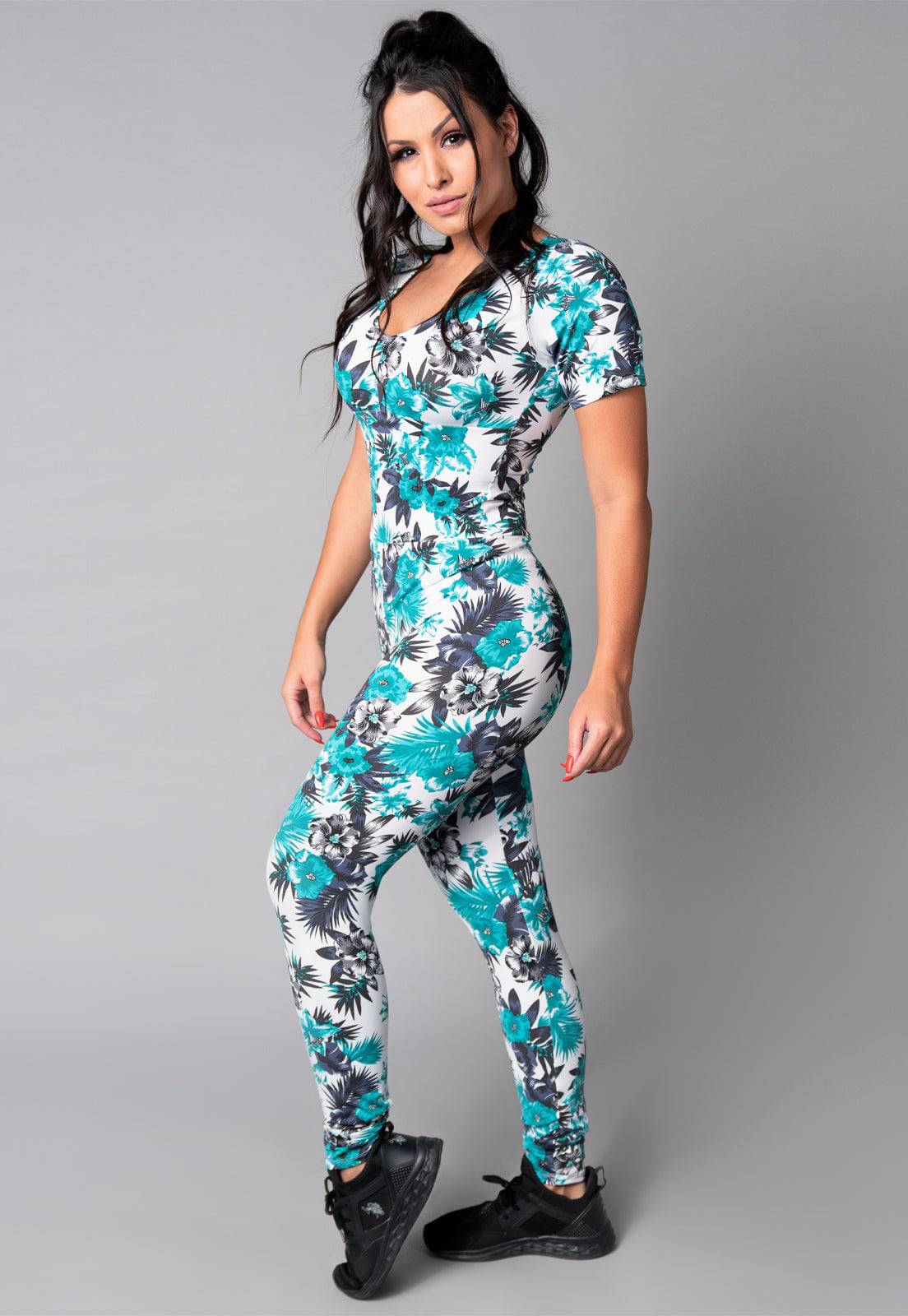 Macacão Longo Manga Curta Costa Fechada Mandala - MVB MODAS