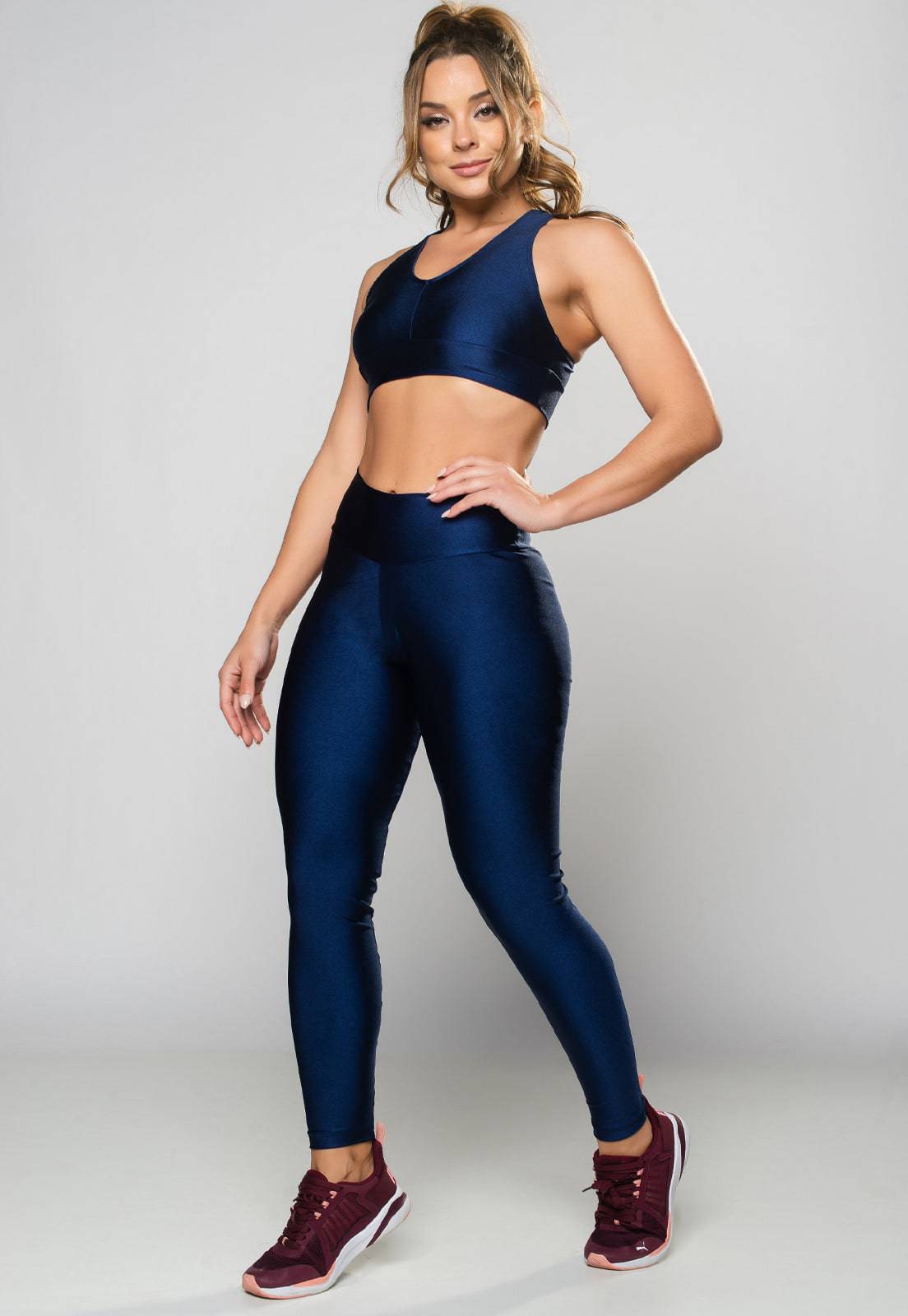 Calça Empina Bumbum Poliamida Brilhosa Azul - MVB MODAS