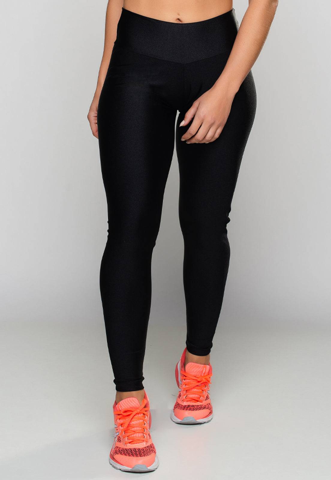 Calça Empina Bumbum Poliamida Brilhosa Preta - MVB MODAS