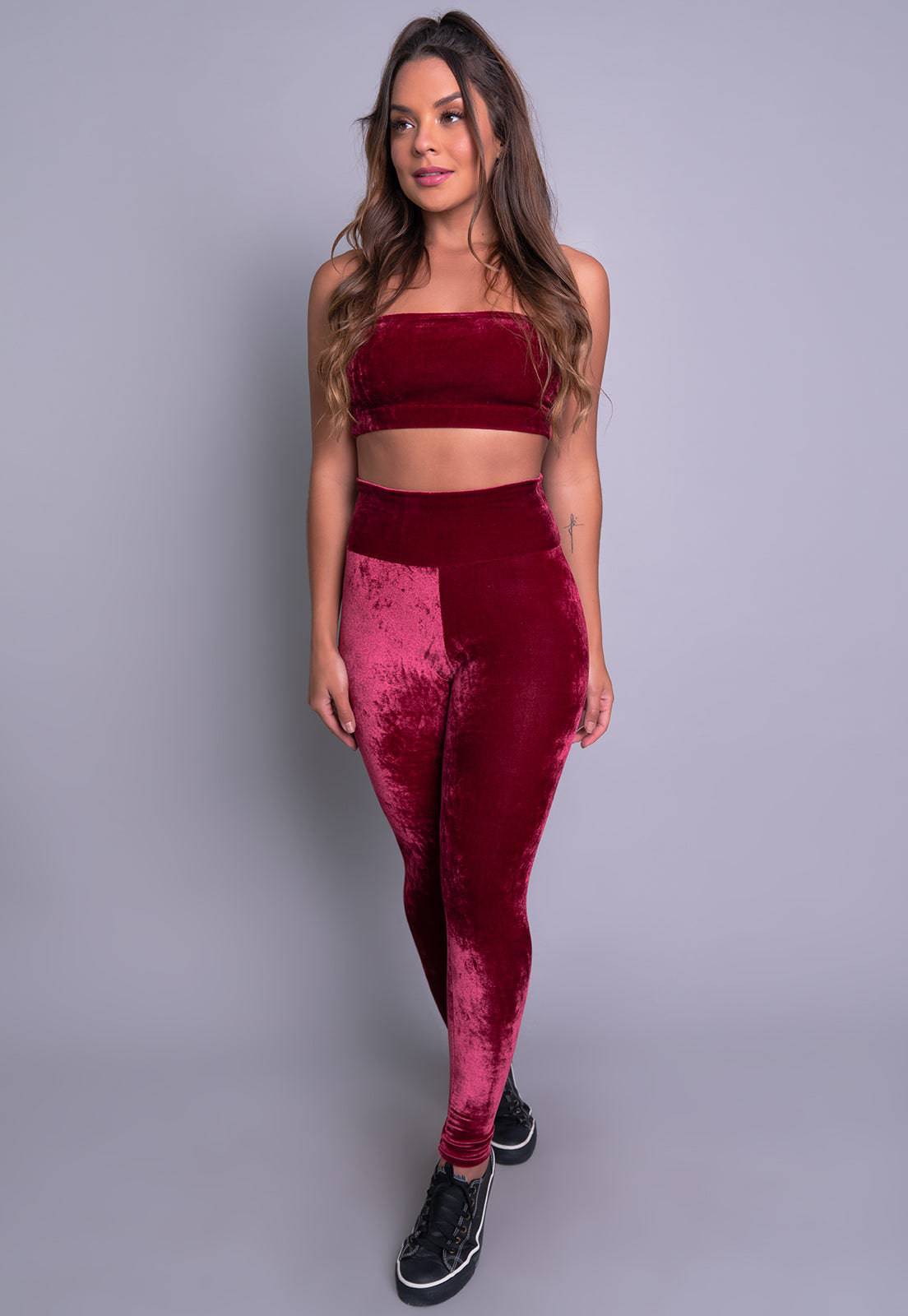 Calça Veludo Molhado Vinho - MVB MODAS