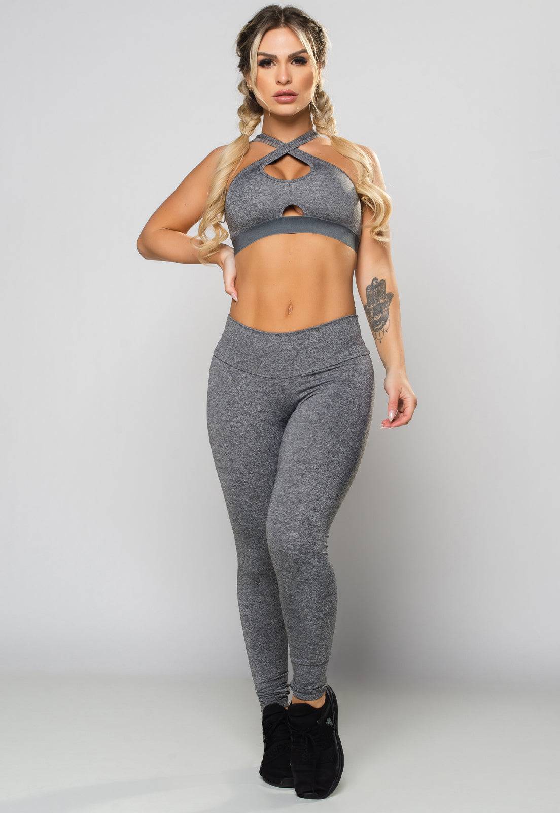 Calça Legging Empina Bumbum Suplex Cinza - MVB MODAS