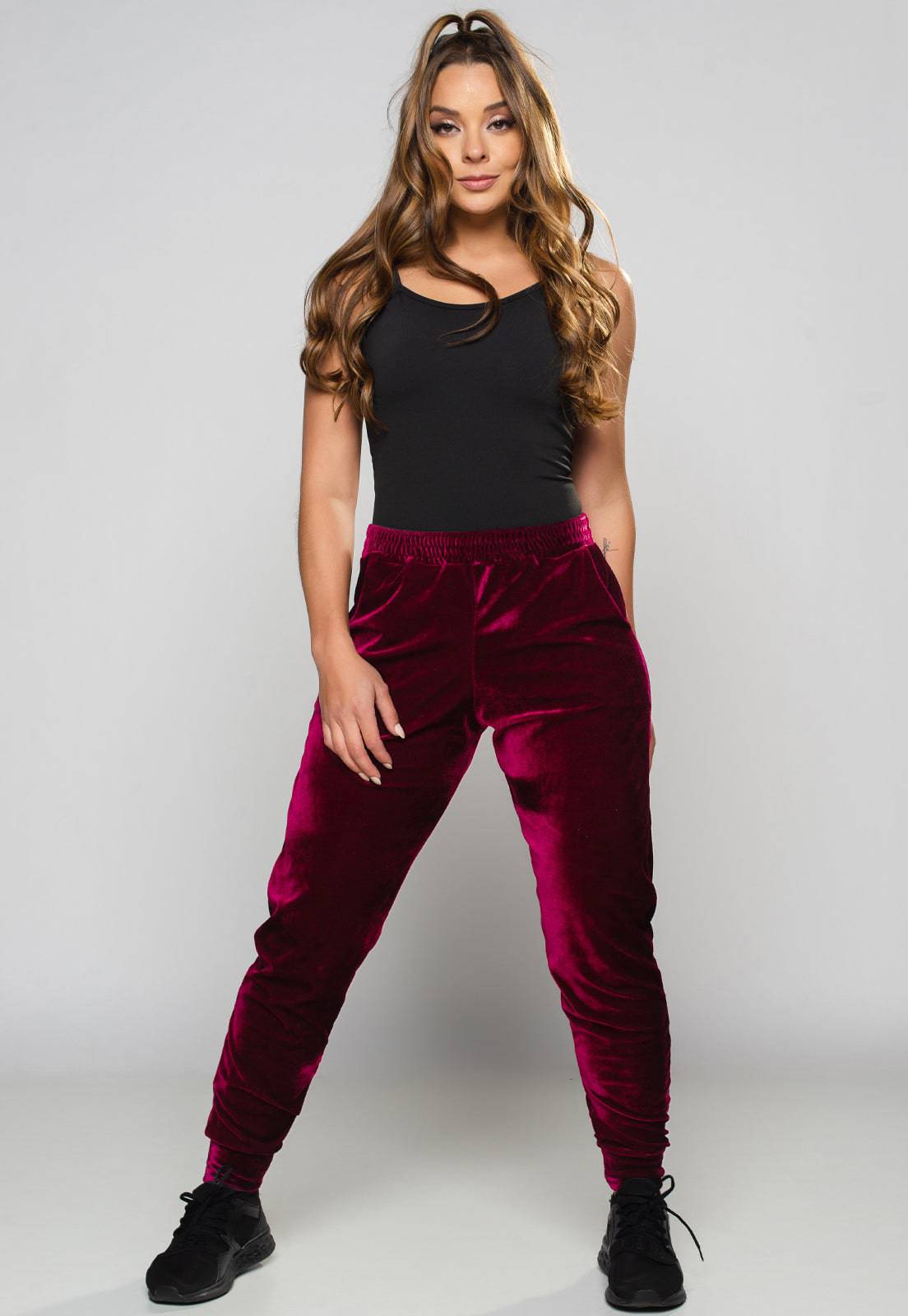 Calça Jogger Veludo Vinho - MVB MODAS