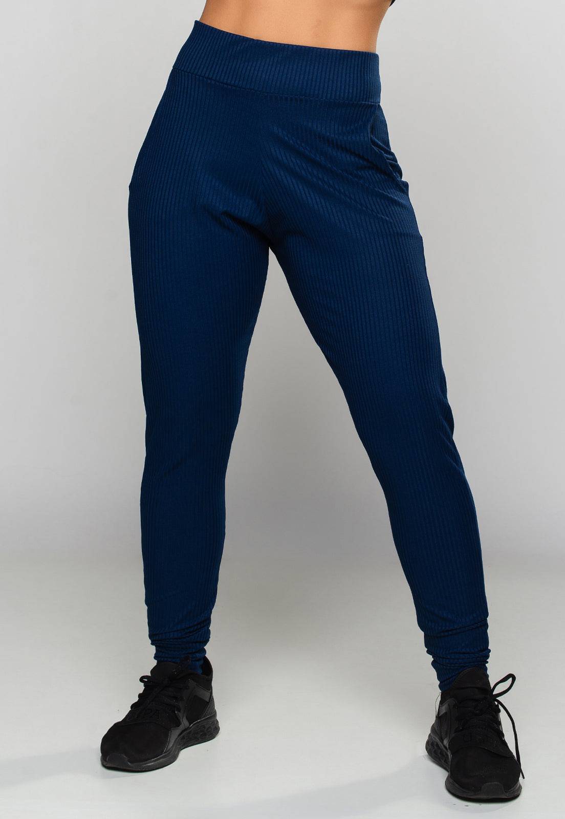 Calça Jogger Canelada Azul - MVB MODAS