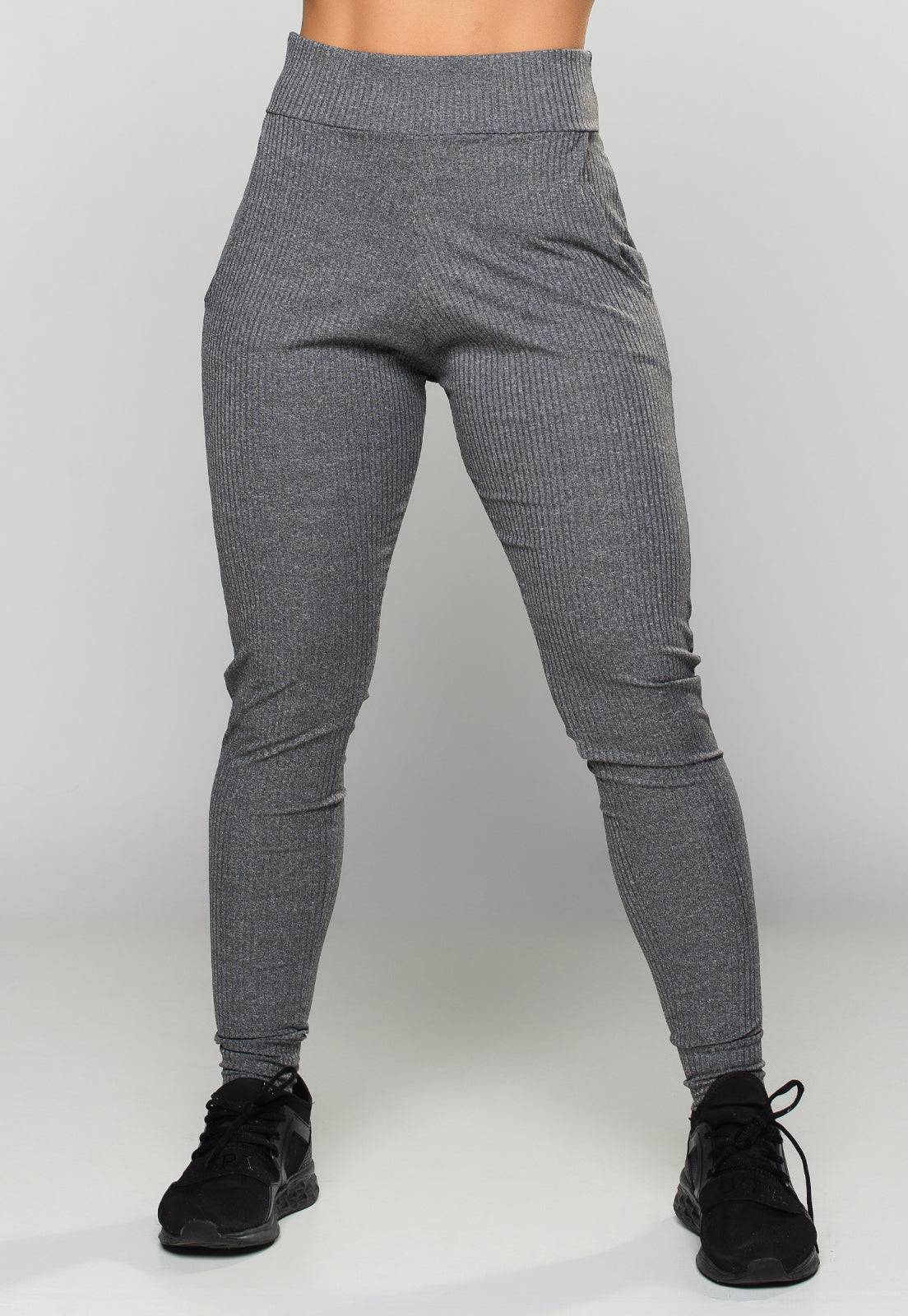 Calça Jogger Canelada Cinza - MVB MODAS