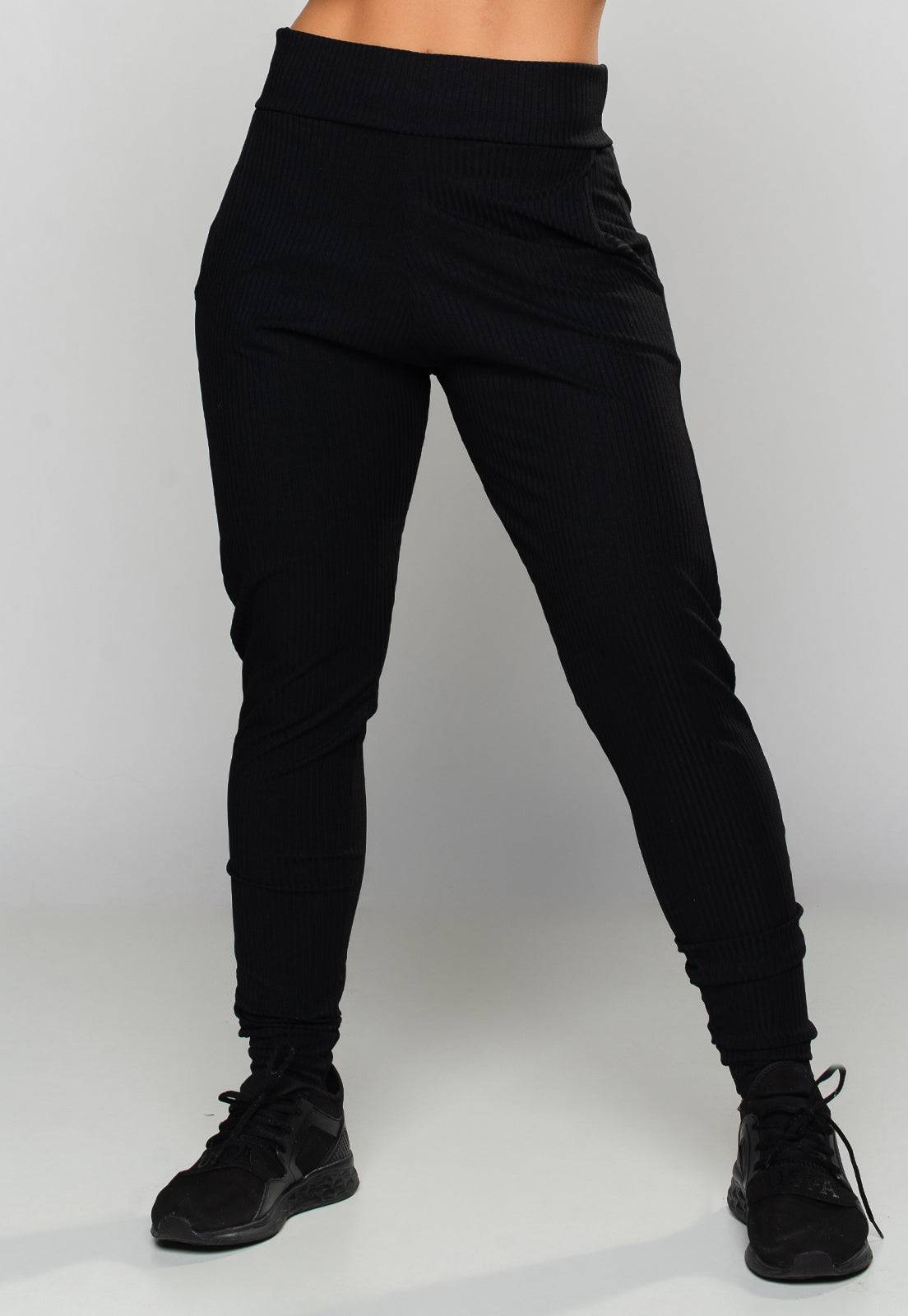 Calça Jogger Canelada Preta - MVB MODAS