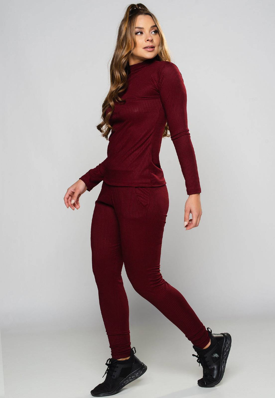 Calça Jogger Canelada Vinho - MVB MODAS