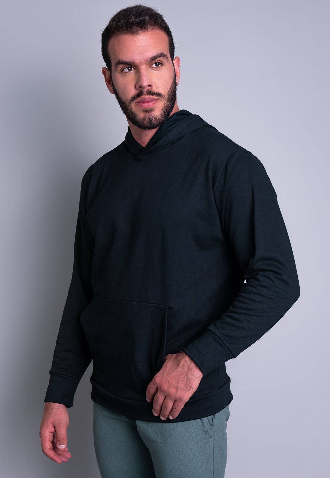 Casaco Moletom Masculino Flanelado Capuz Preto - MVB MODAS
