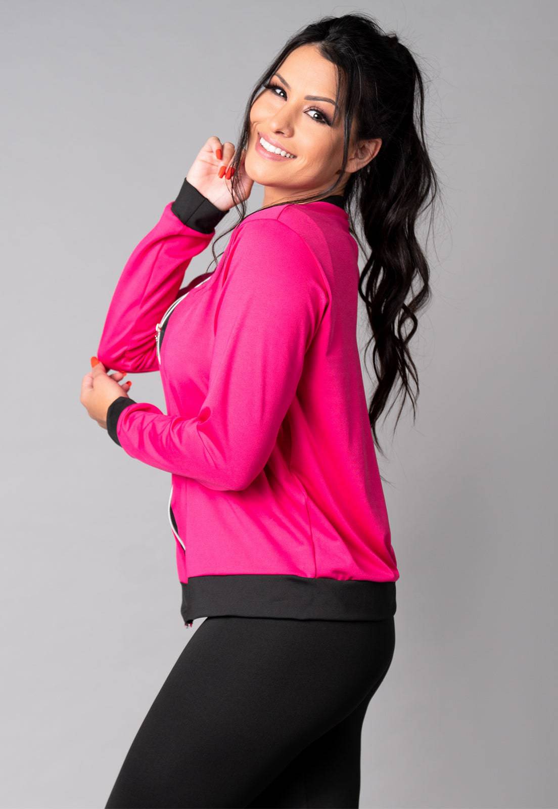 Casaco Jaqueta Suplex Feminino Inverno Rosa - MVB MODAS