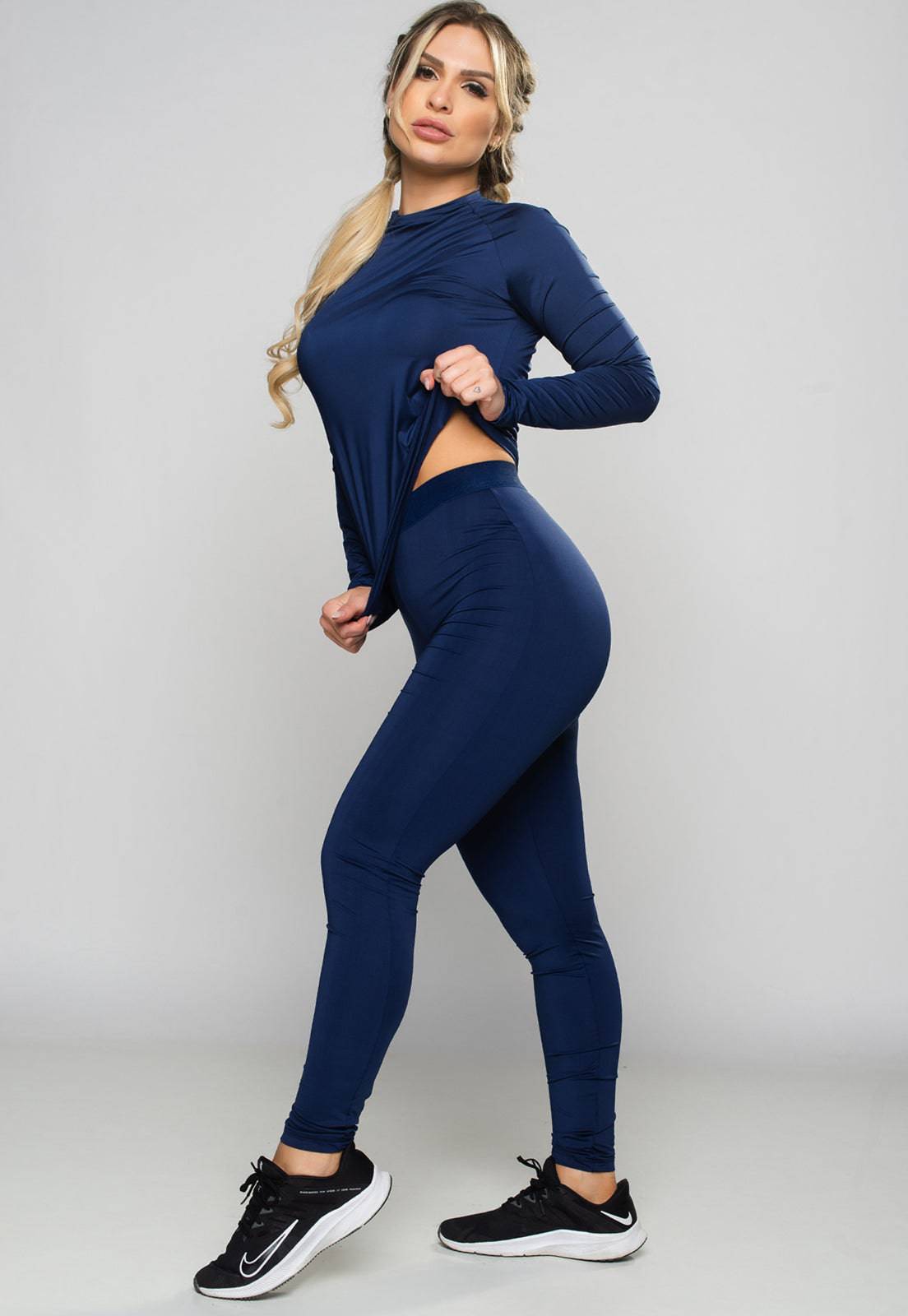 Calça Térmica Feminina Segunda Pele Proteção Uv 50+ Azul - MVB MODAS