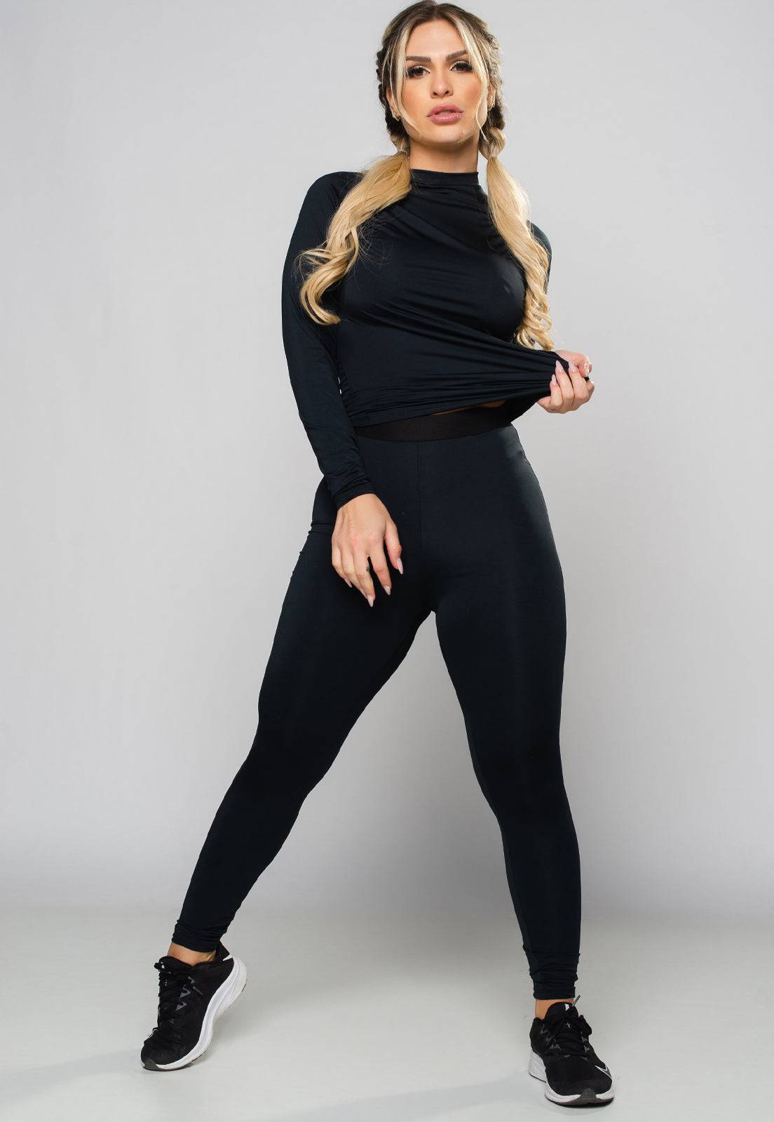 Calça Térmica Feminina Segunda Pele Proteção Uv 50+ Preto - MVB MODAS