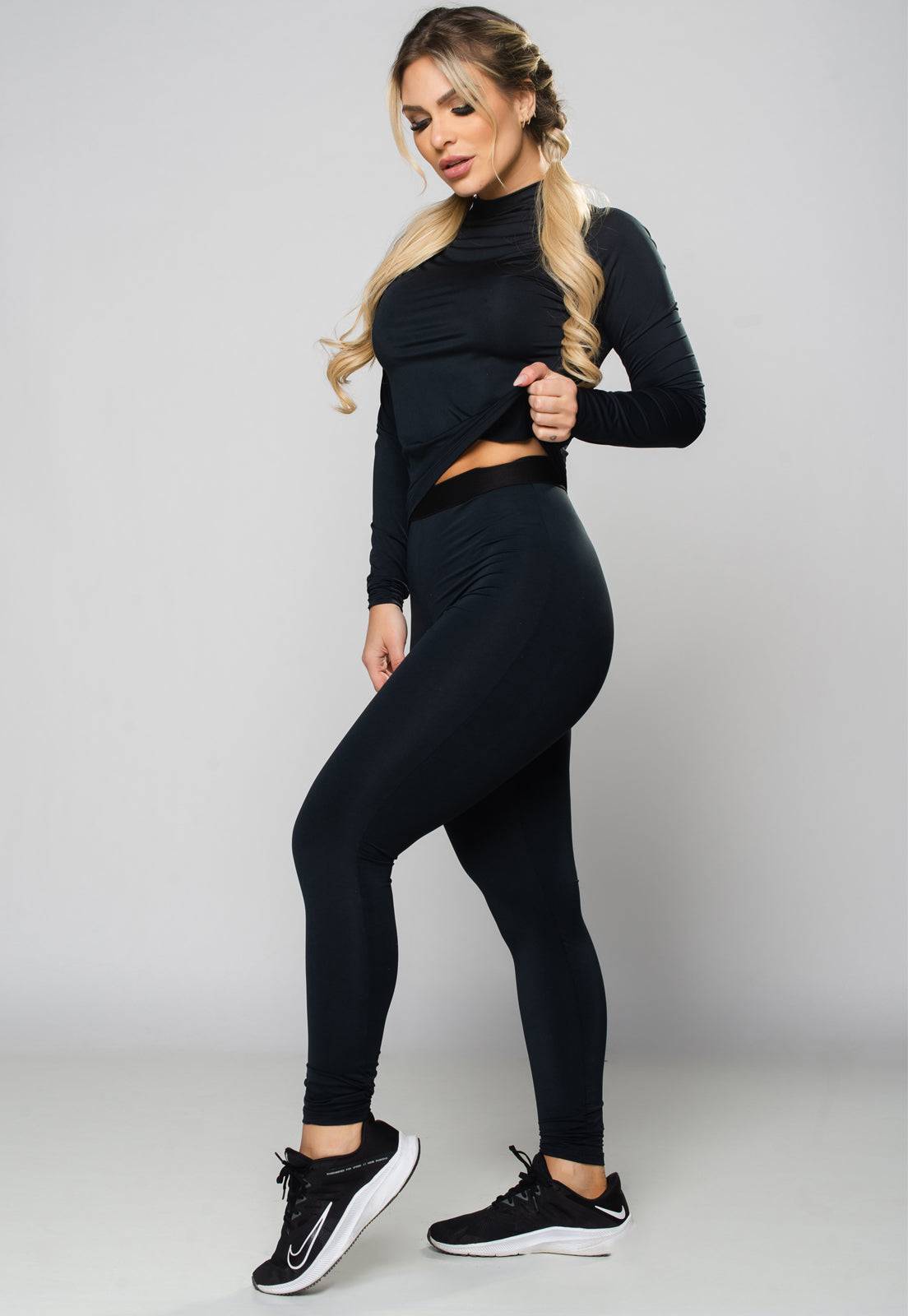 Calça Térmica Feminina Segunda Pele Proteção Uv 50+ Preto - MVB MODAS