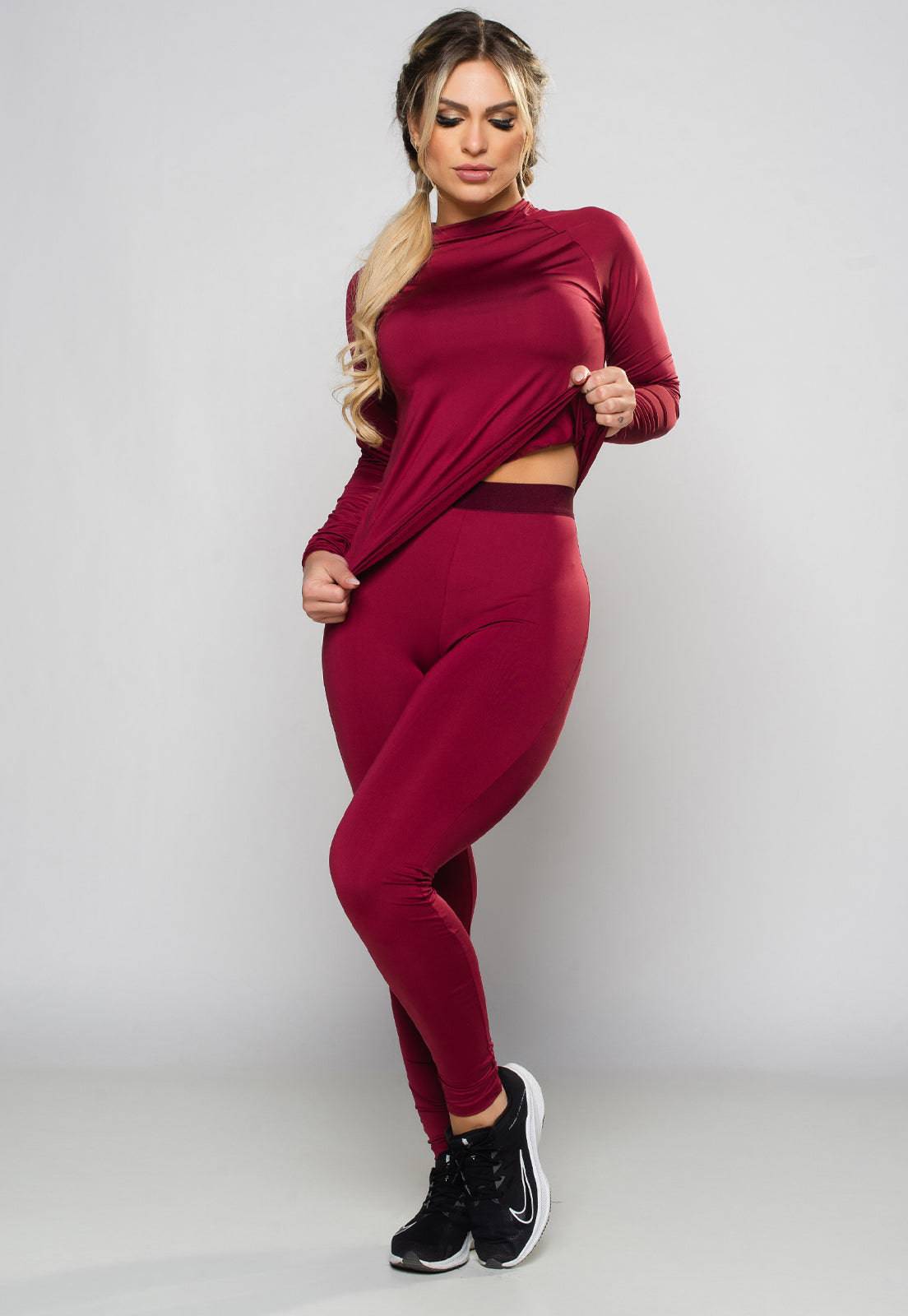 Calça Térmica Feminina Segunda Pele Proteção Uv 50+ Vinho - MVB MODAS
