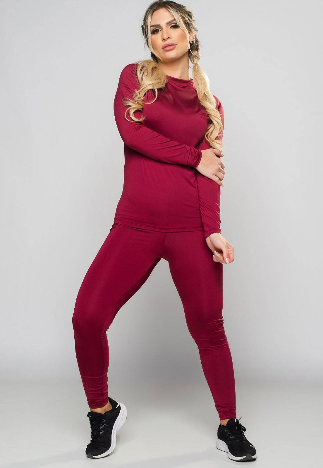 Calça Térmica Feminina Segunda Pele Proteção Uv 50+ Vinho - MVB MODAS