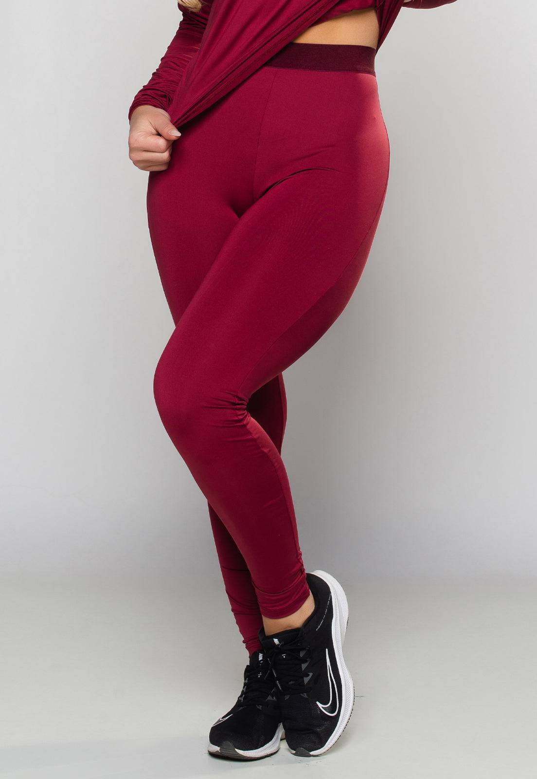 Calça Térmica Feminina Segunda Pele Proteção Uv 50+ Vinho - MVB MODAS
