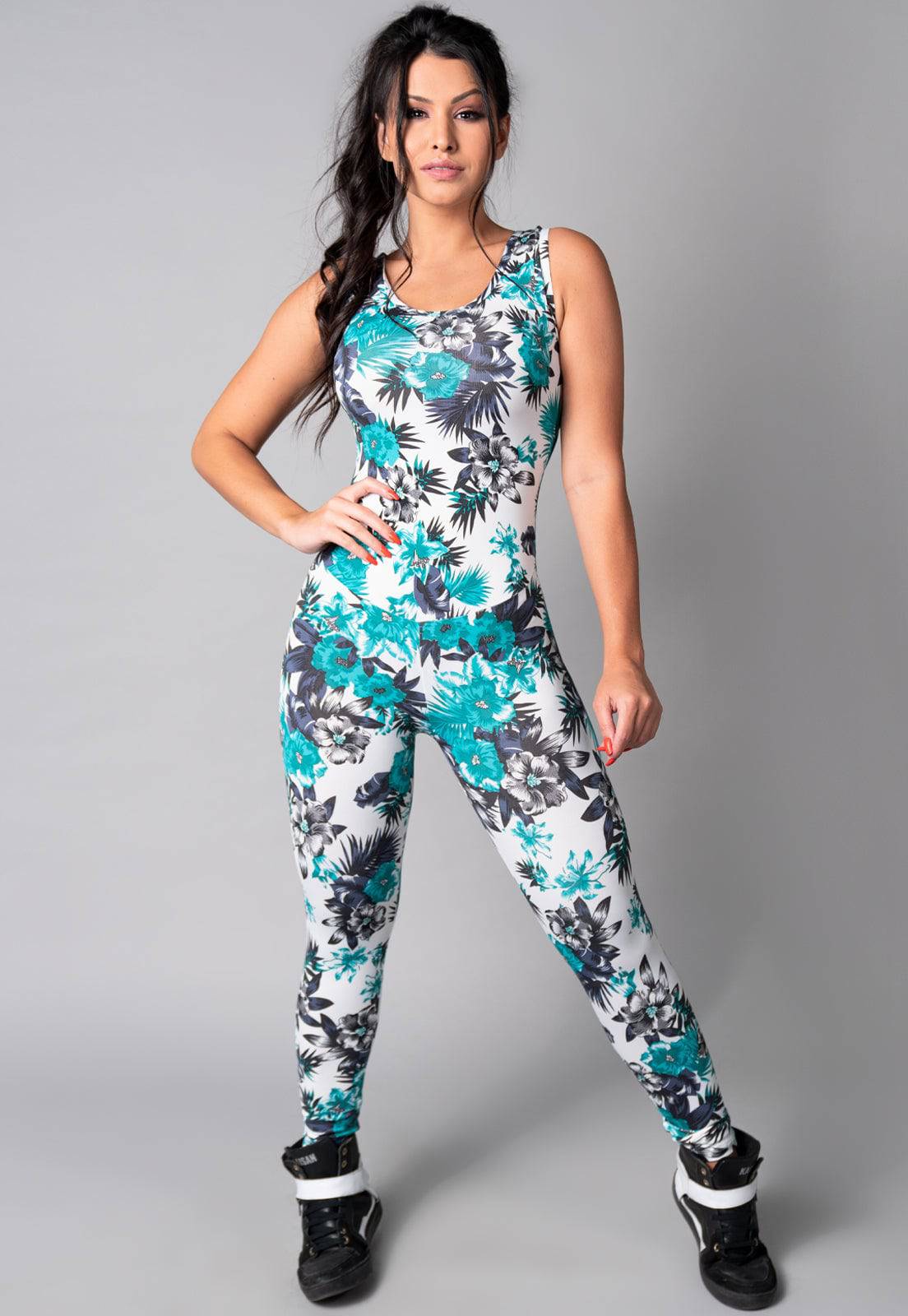 Macacão Longo Costa Nua Folhagens - MVB MODAS