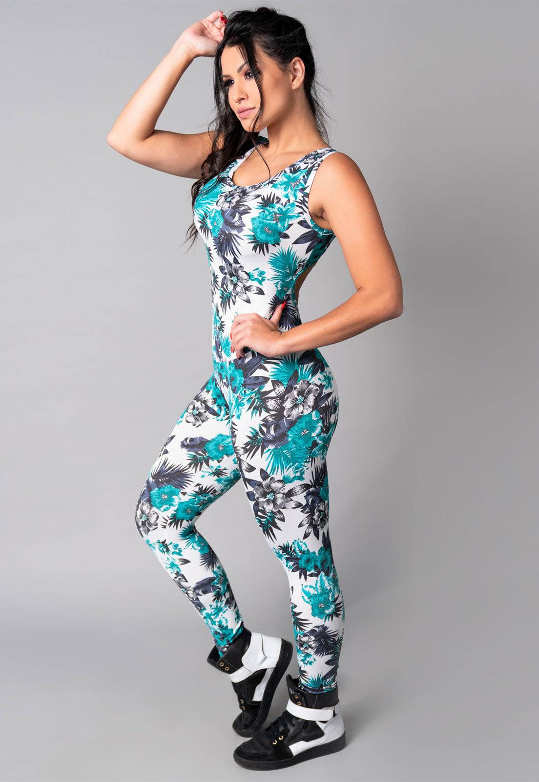 Macacão Longo Costa Nua Folhagens - MVB MODAS