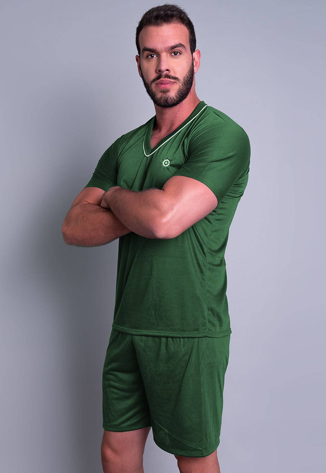 Pijama Masculino Curto Manga Curta Short Verde - MVB MODAS