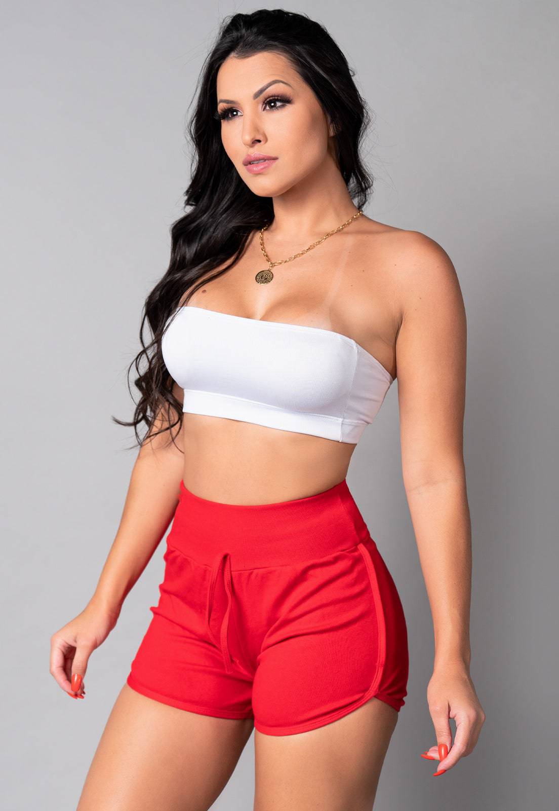 Short Ribana Cintura Alta Vinho - MVB MODAS