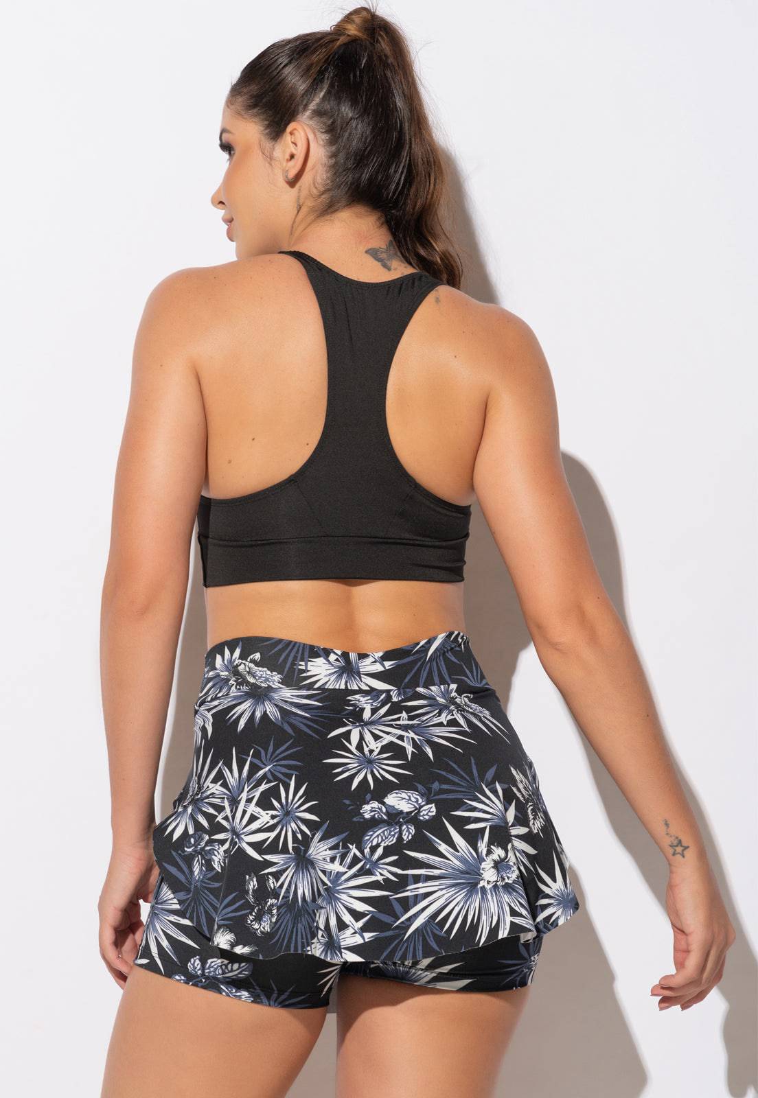 Short Saia Tapa Bumbum Estampado Flora - MVB MODAS