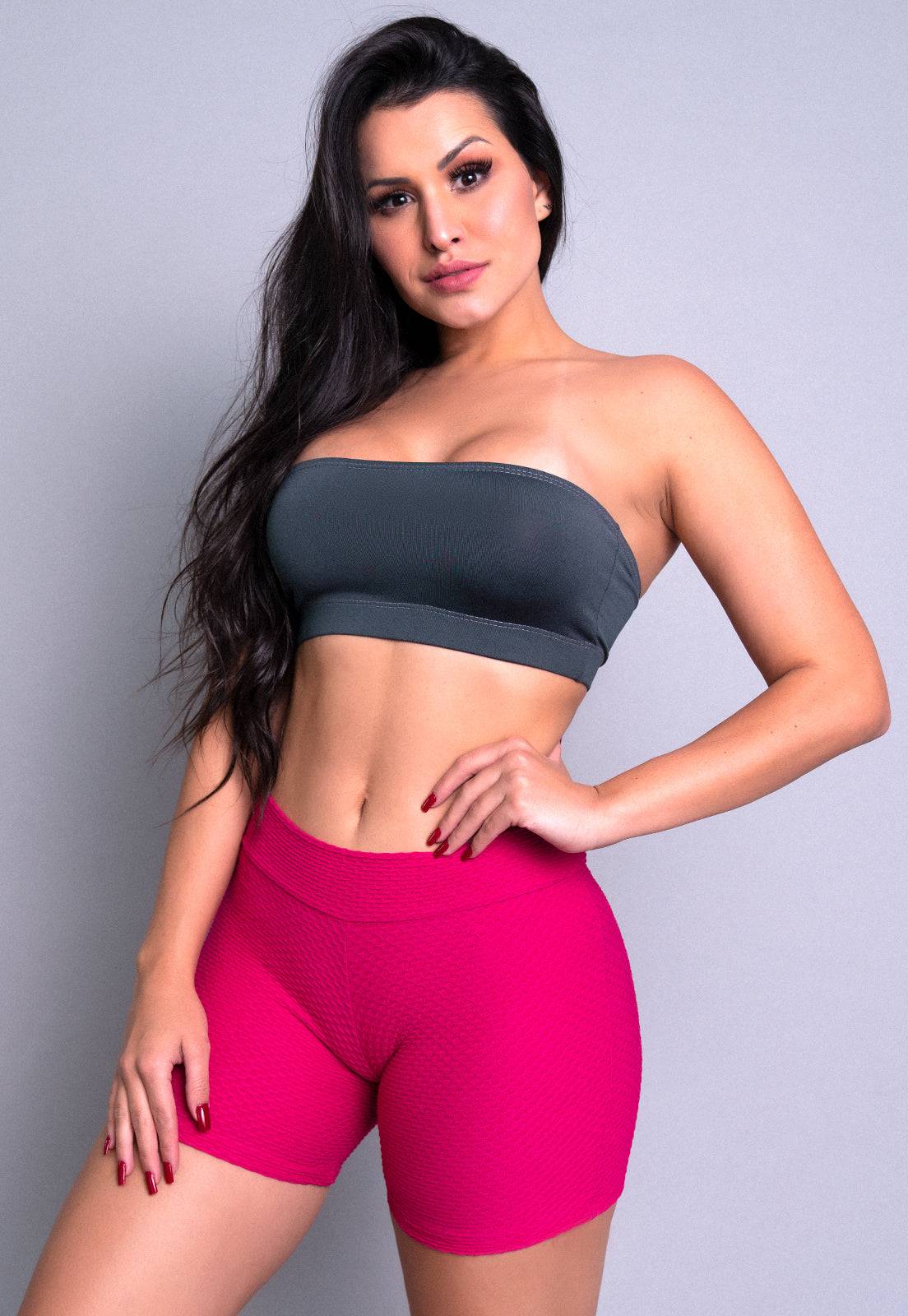 Short Curto Bolha Rosa - MVB MODAS