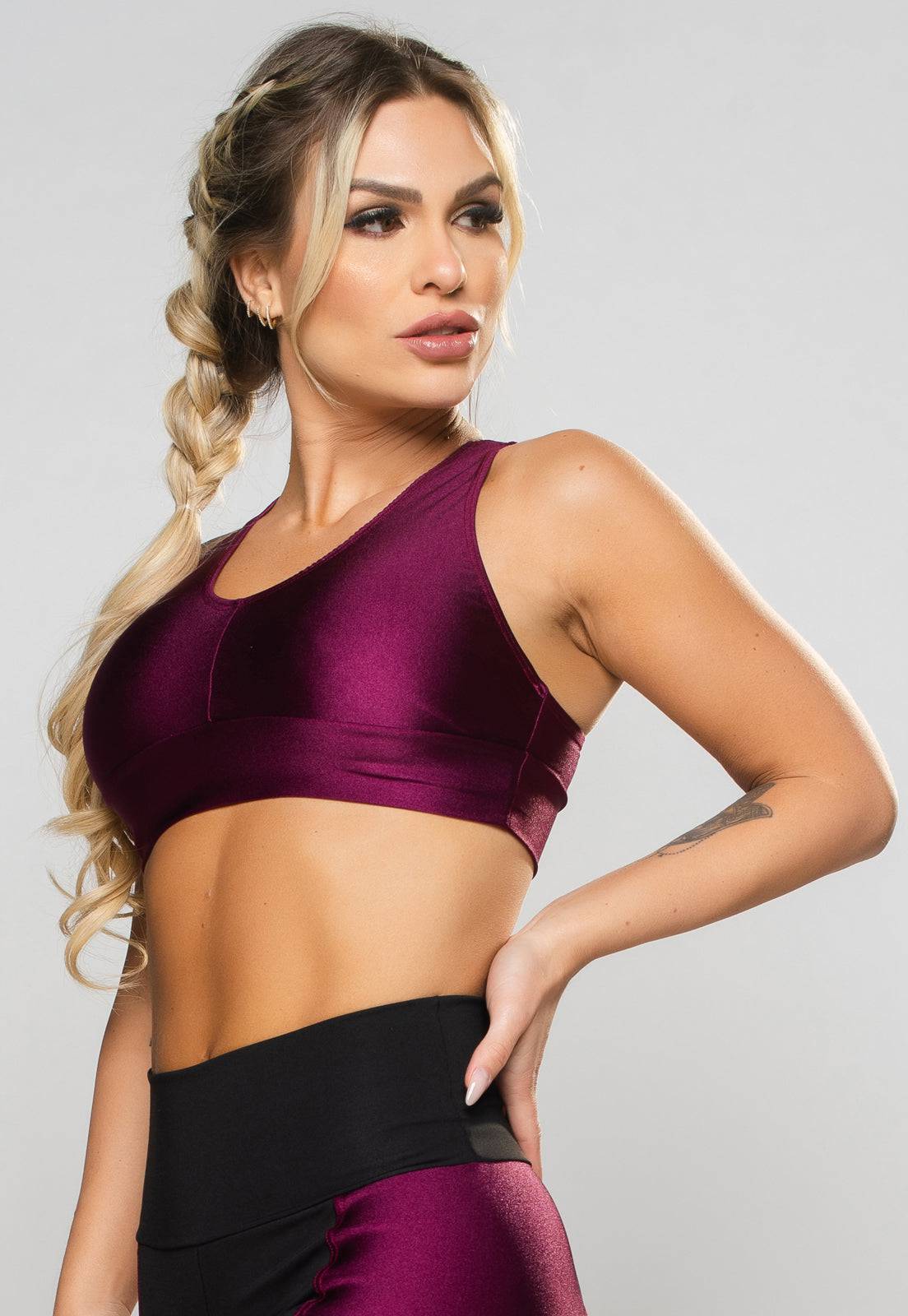 Top Nadador Poliamida Brilhosa Vinho - MVB MODAS